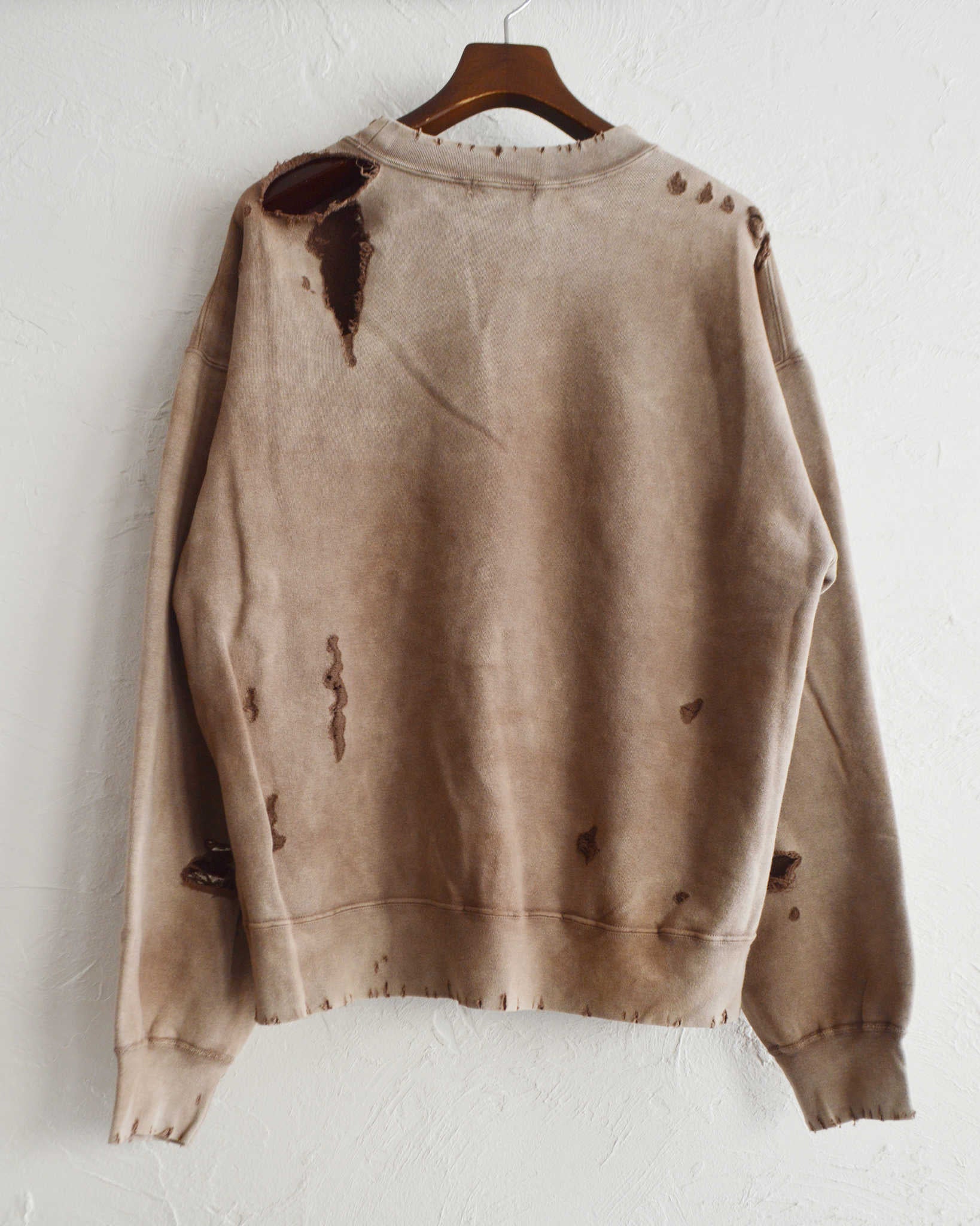 minami Anderson ミナミアンダーソン / Distressed Sweat Crewディストレストスウェットクルー (BROWN ブラウン)