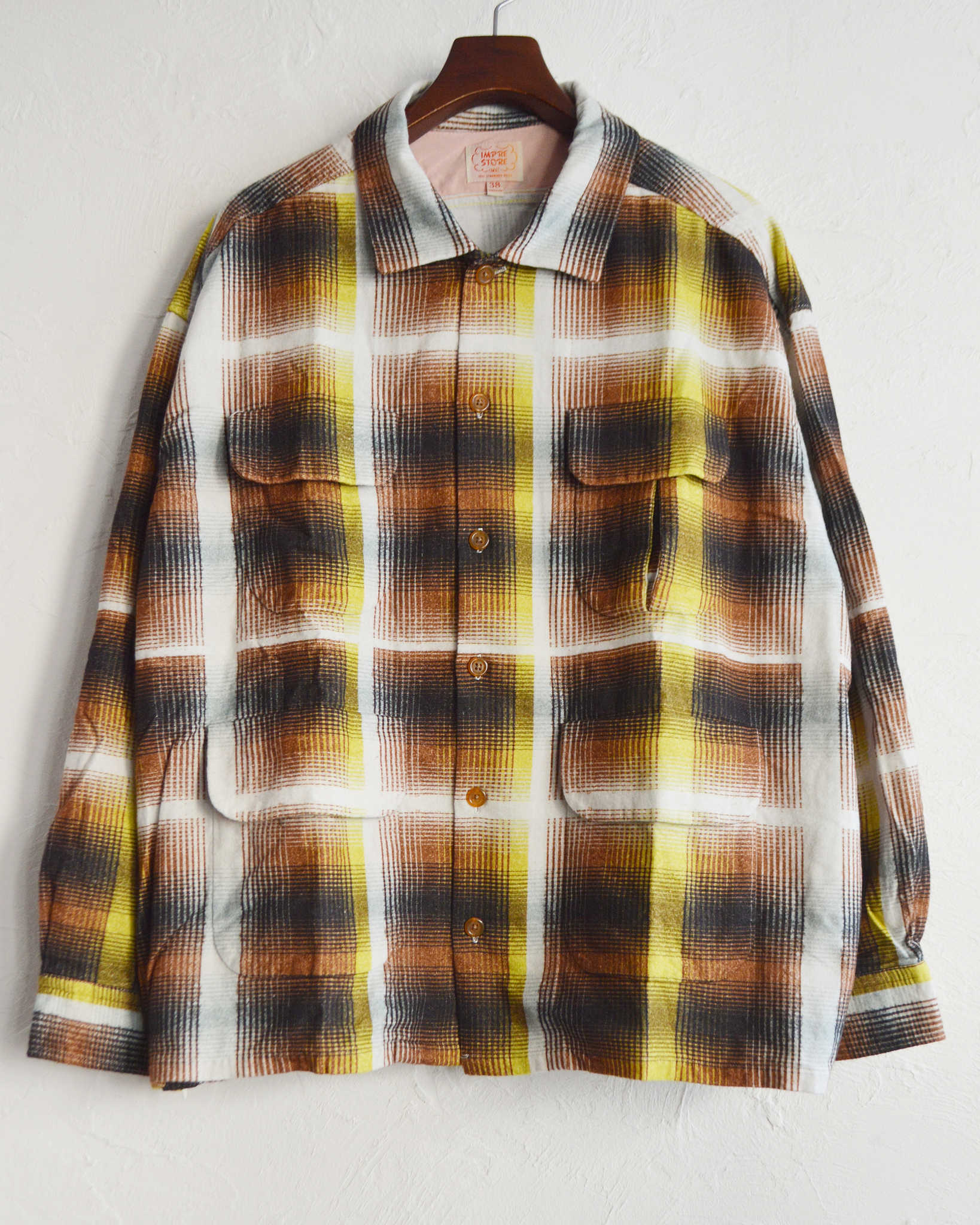 IMPRESTORE インプレストア / J.FOX ジェイフォックス | Printed flannel shirt プリントフランネルシャツ (BROWN/YELLOW ブラウンイエロー)