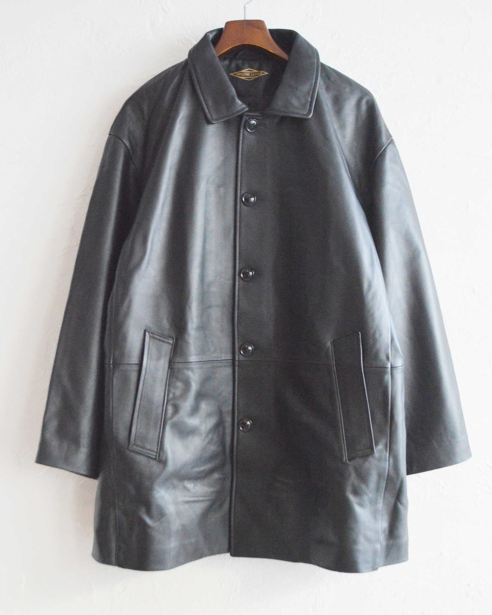 AWESOME LEATHER オーサムレザー / LEATHER HALF COAT レザーハーフコート (BLACK ブラック)