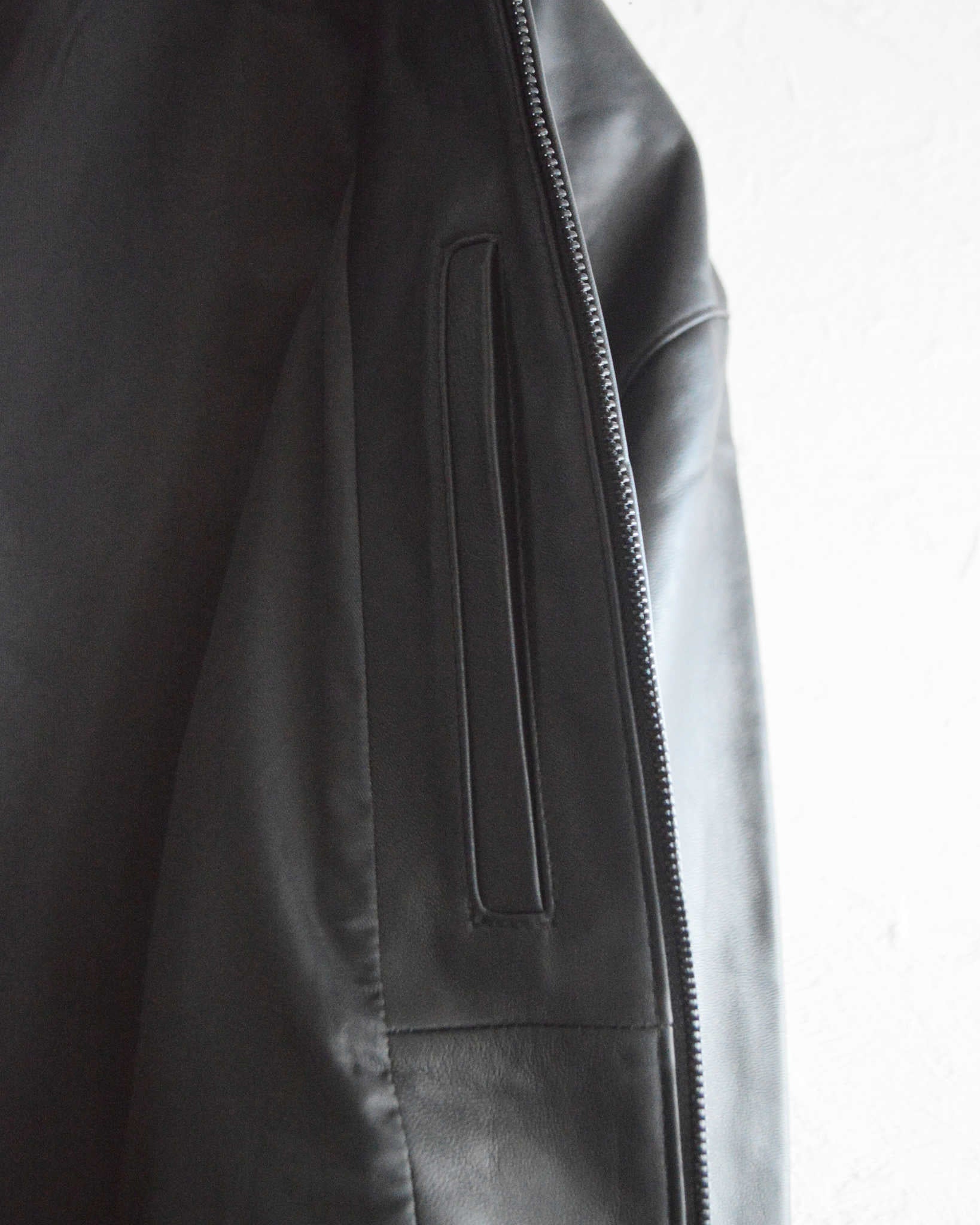 AWESOME LEATHER オーサムレザー / LEATHER ZIP SHORT JACKET レザージップショートジャケット (BLACK ブラック）