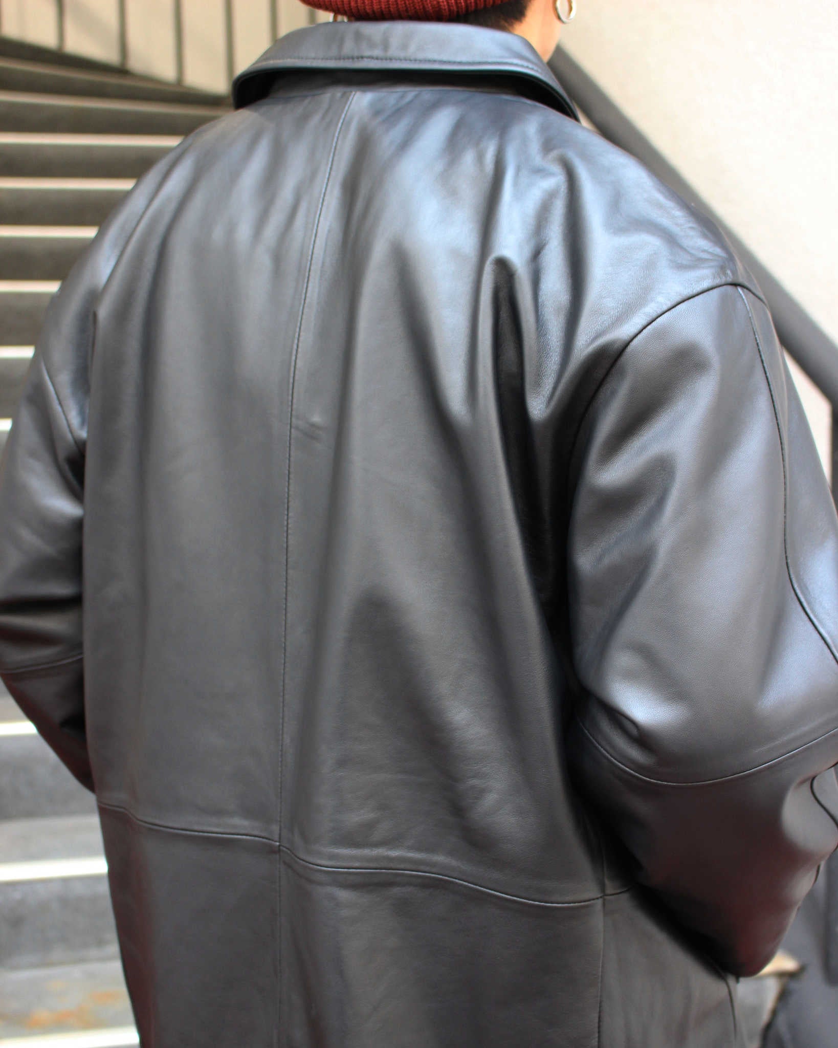 AWESOME LEATHER オーサムレザー / LEATHER HALF COAT レザーハーフコート (BLACK ブラック)