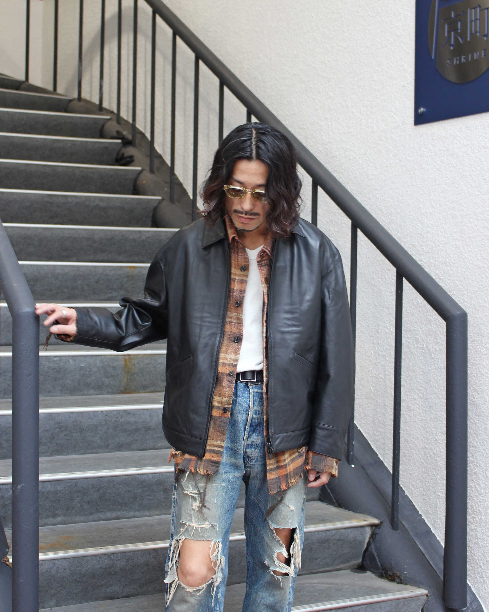 AWESOME LEATHER オーサムレザー / LEATHER ZIP SHORT JACKET レザージップショートジャケット (BLACK ブラック）