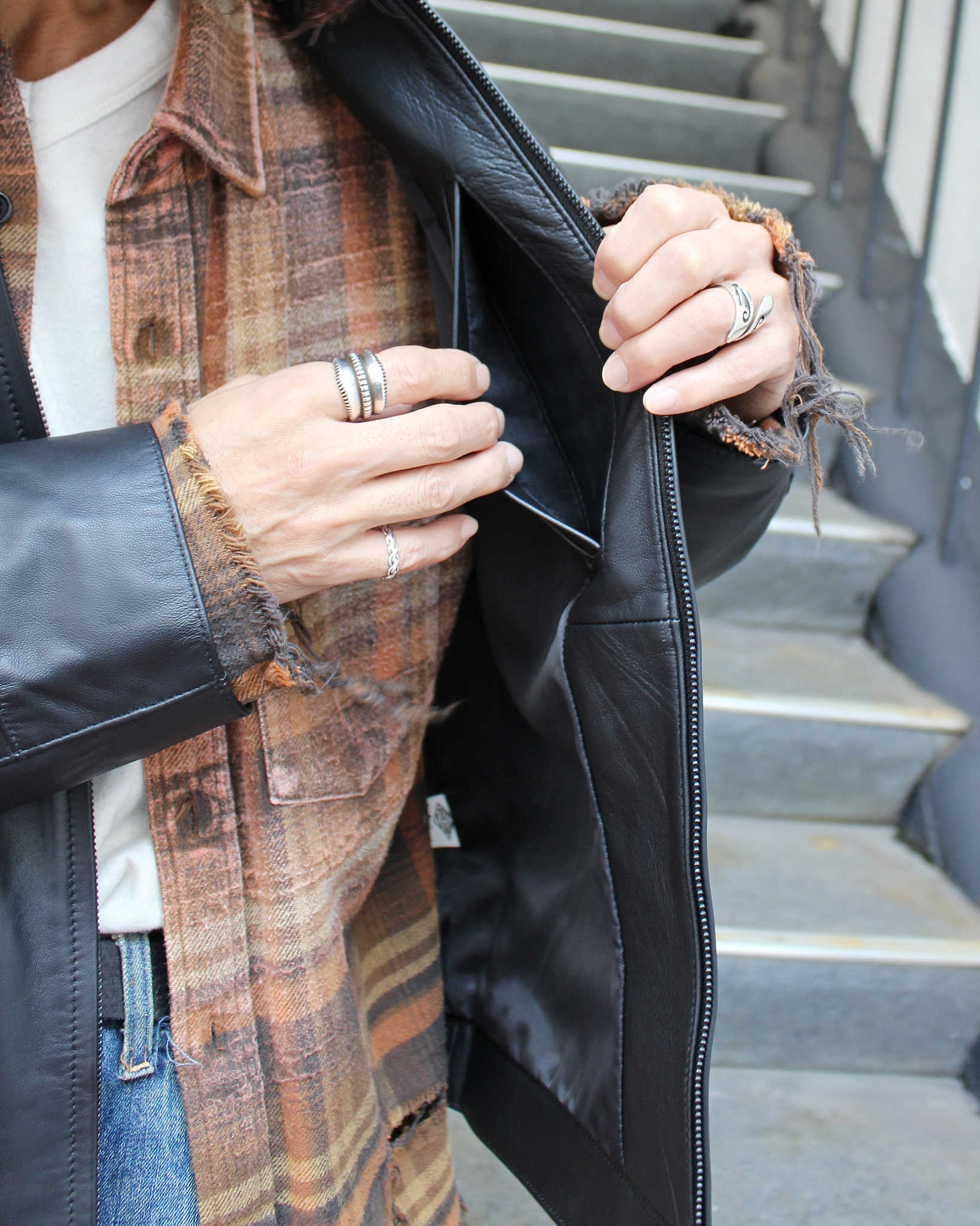 AWESOME LEATHER オーサムレザー / LEATHER ZIP SHORT JACKET レザージップショートジャケット (BLACK ブラック）