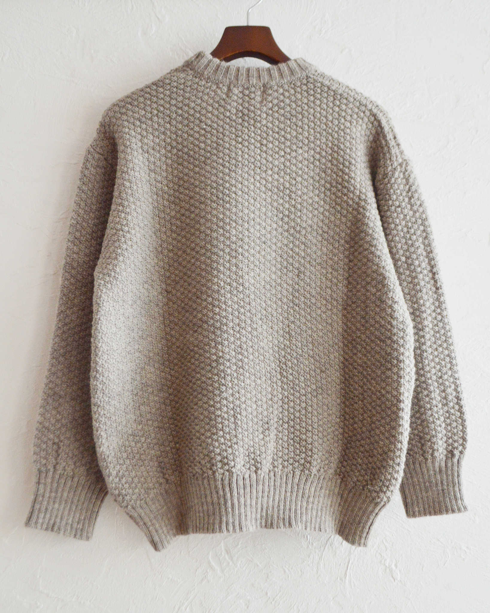 Kerry Woollen Mills ケリーウーレンミルズ / MOSS STITCH CREW NECK SWEATER RELAX モスステッチクルーネックセーター (OATMEAL オートミール)