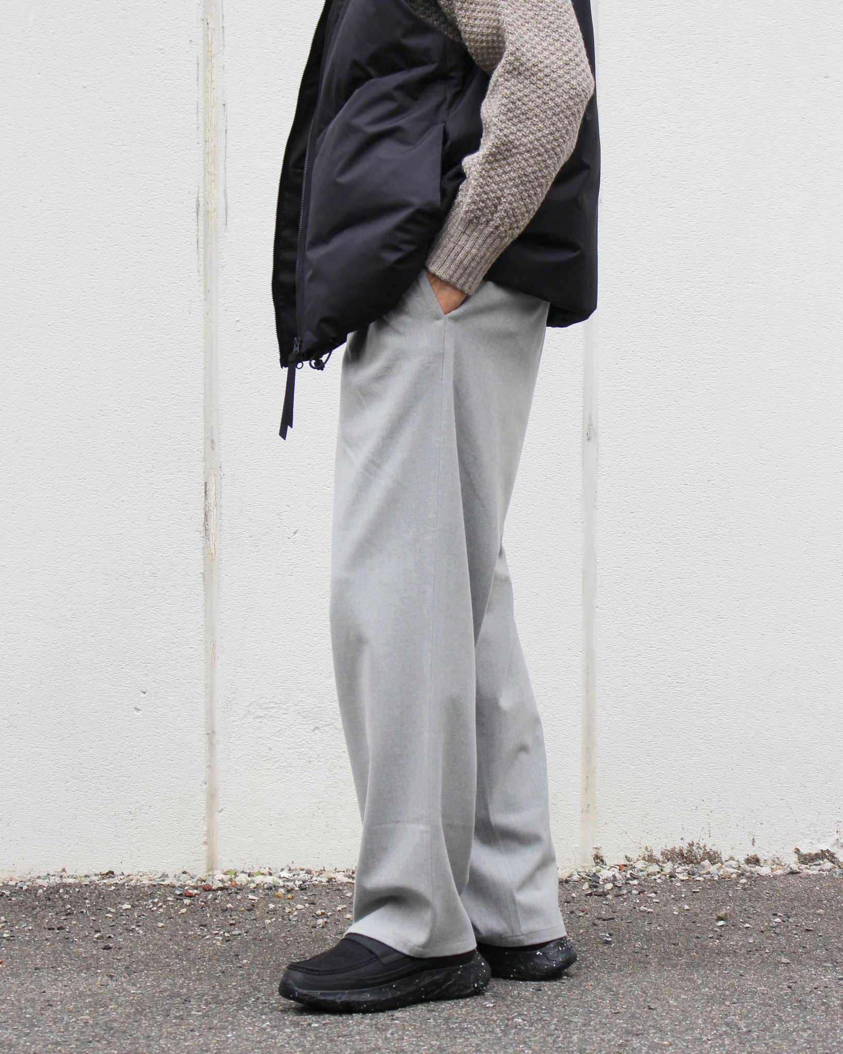 LAMOND ラモンド / CASHMERE TOUCH STANDARD WIDE PANTS カシミアタッチスタンダードワイドパンツ (GRAY グレー)