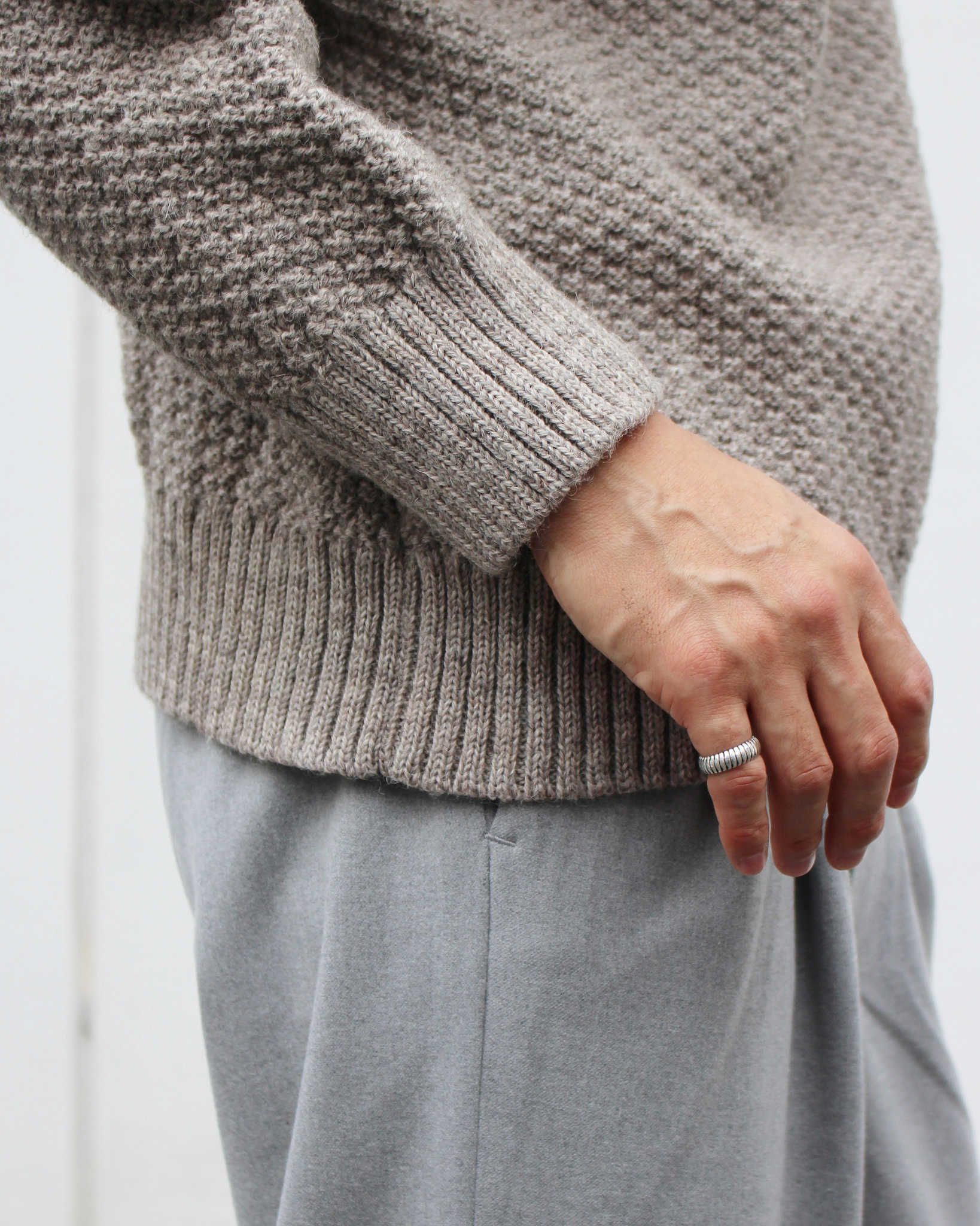 Kerry Woollen Mills ケリーウーレンミルズ / MOSS STITCH CREW NECK SWEATER RELAX モスステッチクルーネックセーター (OATMEAL オートミール)