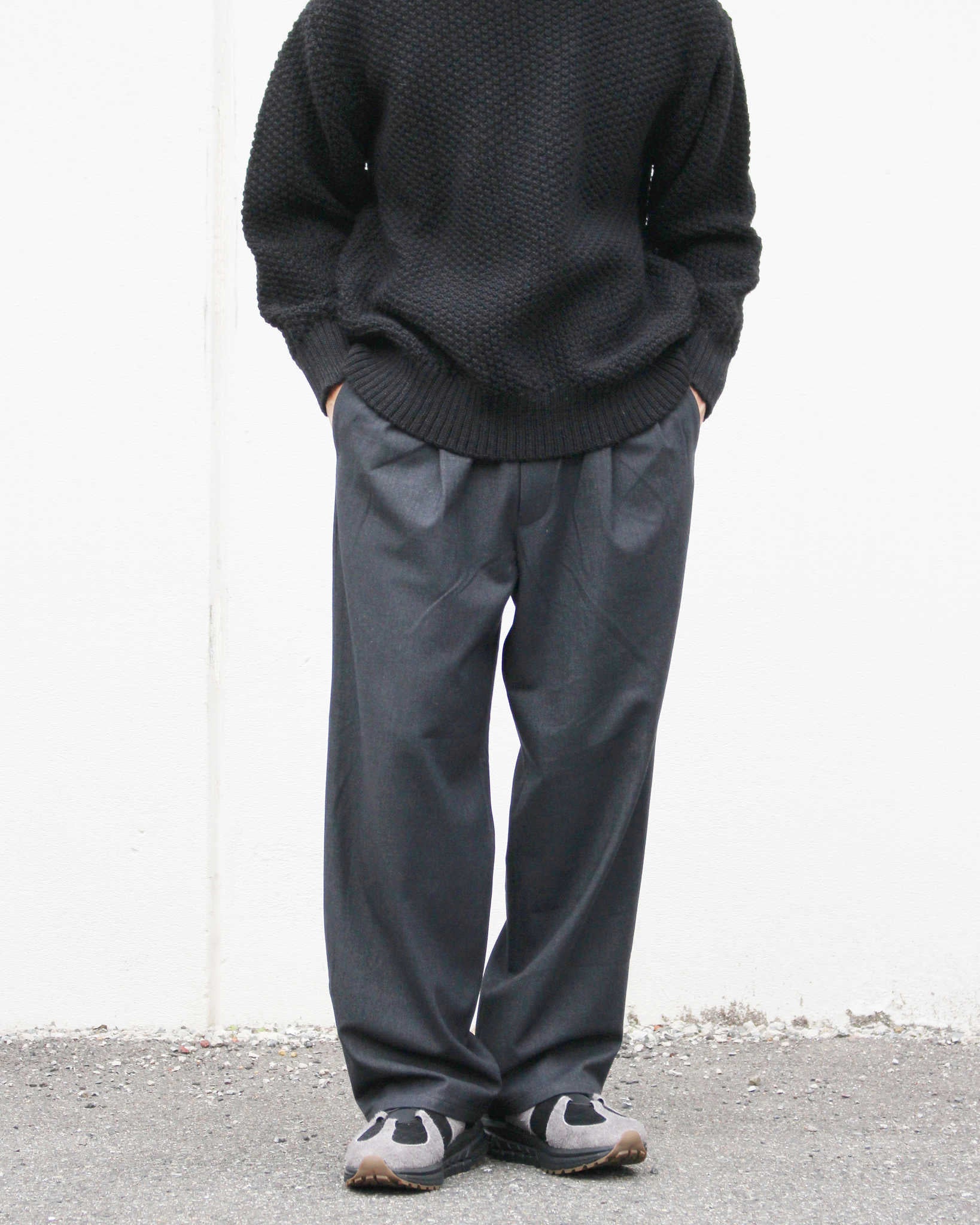LAMOND ラモンド / CASHMERE TOUCH STANDARD WIDE PANTS カシミアタッチスタンダードワイドパンツ (CHARCOAL チャコール)