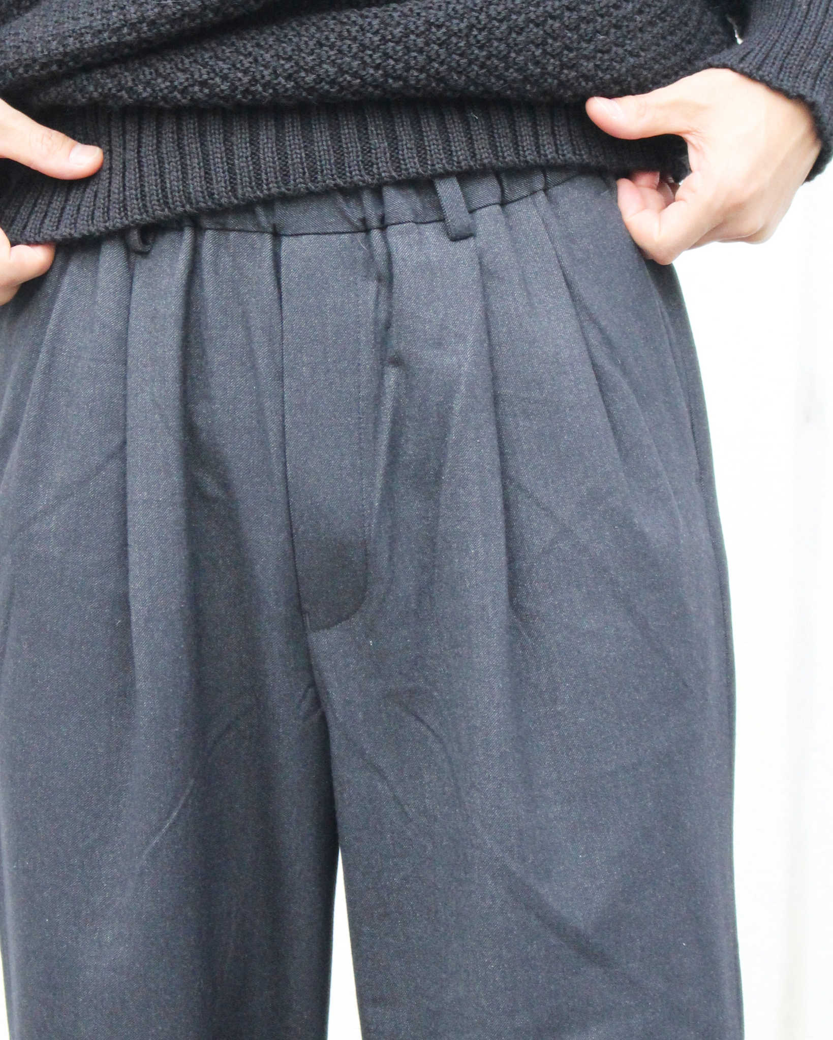 LAMOND ラモンド / CASHMERE TOUCH STANDARD WIDE PANTS カシミアタッチスタンダードワイドパンツ (CHARCOAL チャコール)