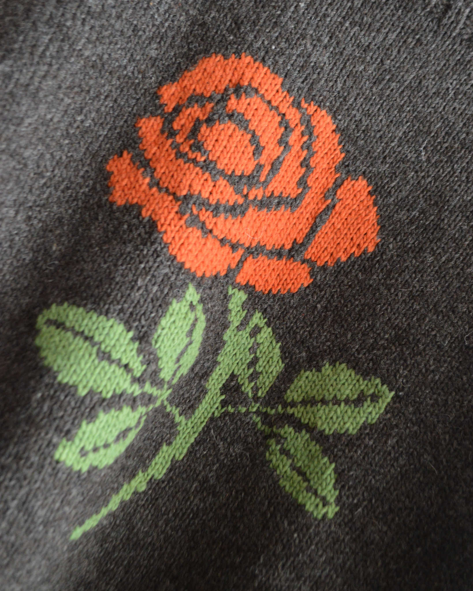 HAVE A GRATEFUL DAY ハブアグレイトフルデイ / ROSE KNIT CREW ローズニットクルー (BROWN ブラウン)