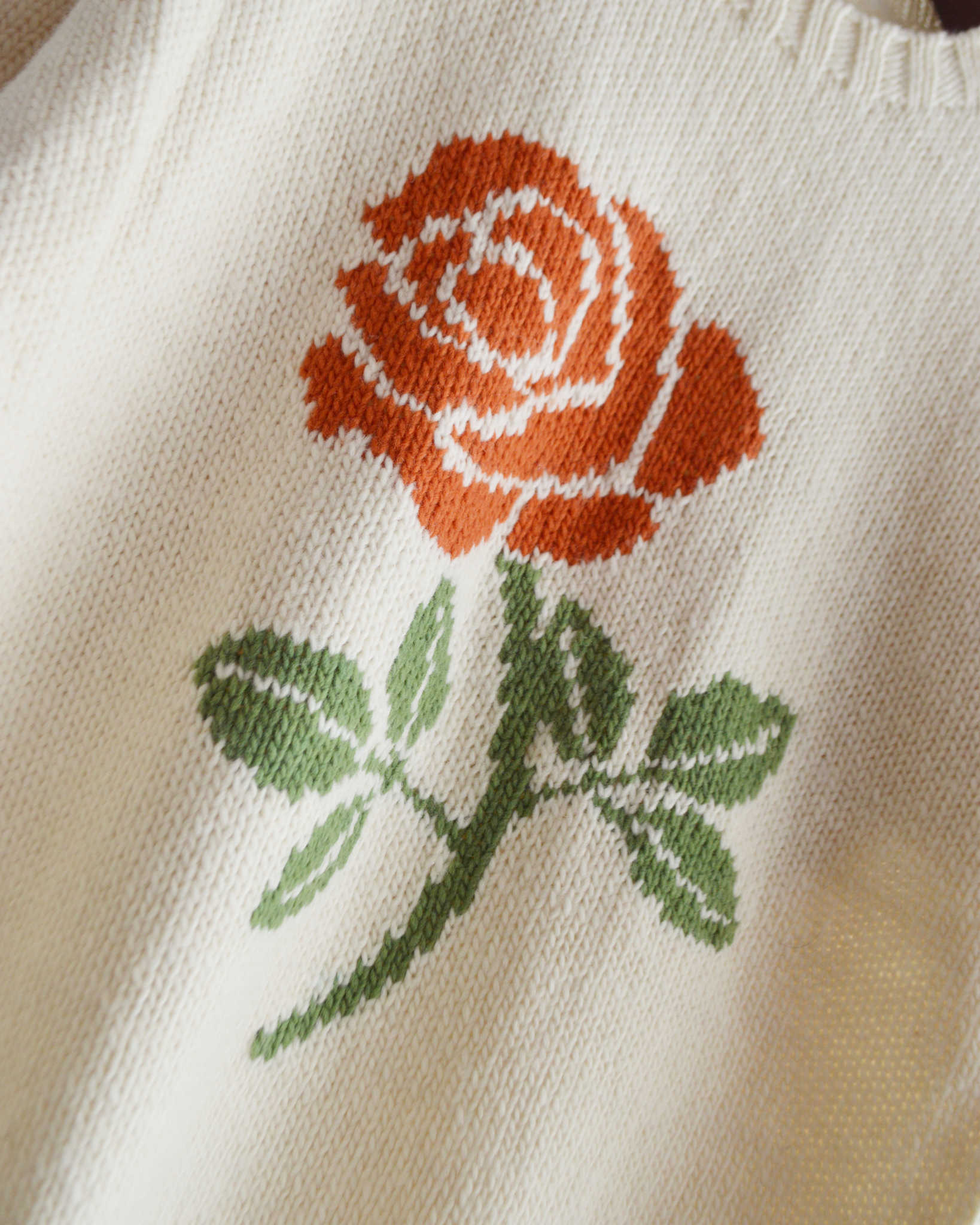 HAVE A GRATEFUL DAY ハブアグレイトフルデイ / ROSE KNIT CREW ローズニットクルー (NATURAL ナチュラル)