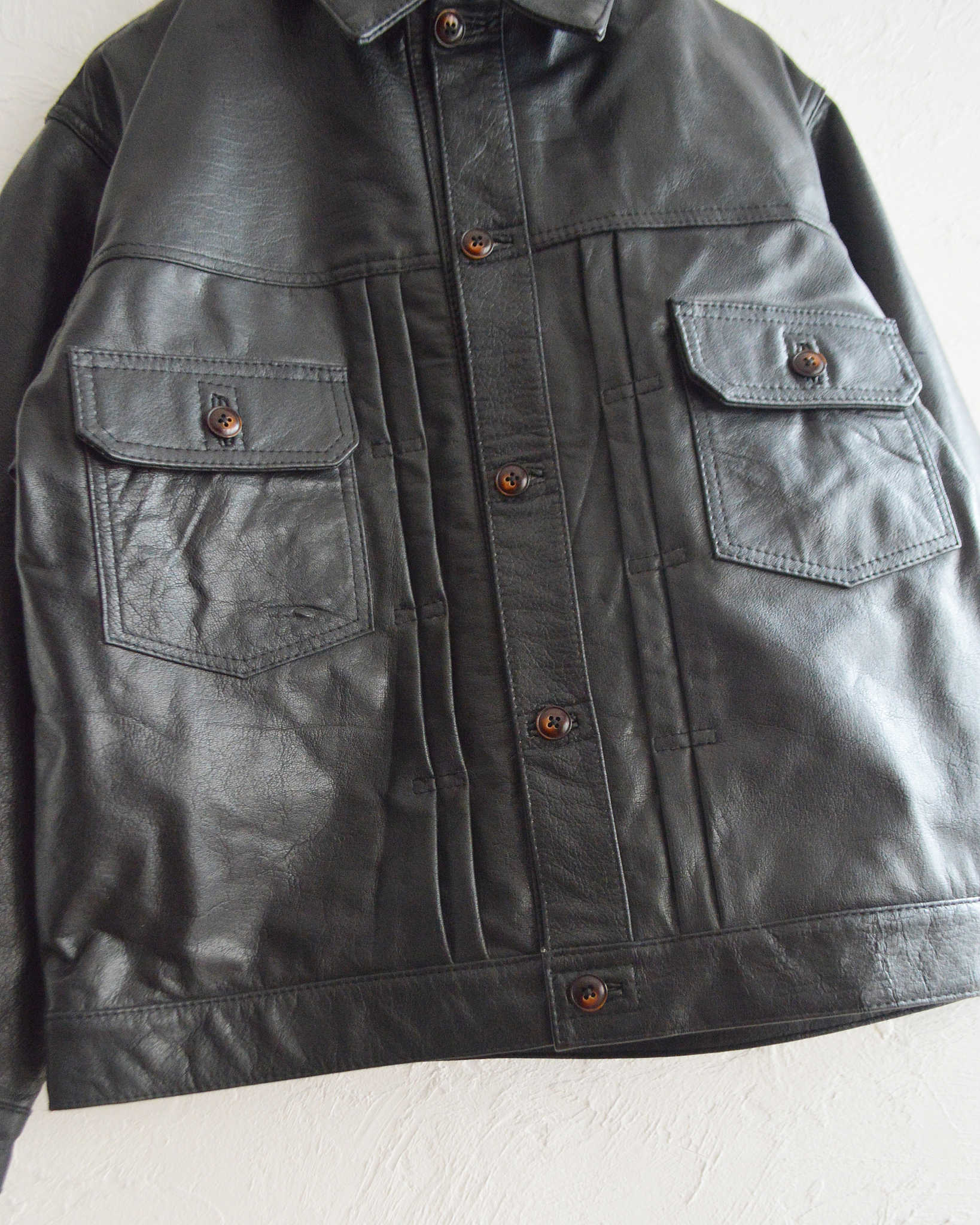 Nasngwam. ナスングワム / ATAVISM LEATHER JACKET アタビズムジャケット Msize  (BLACK ブラック)