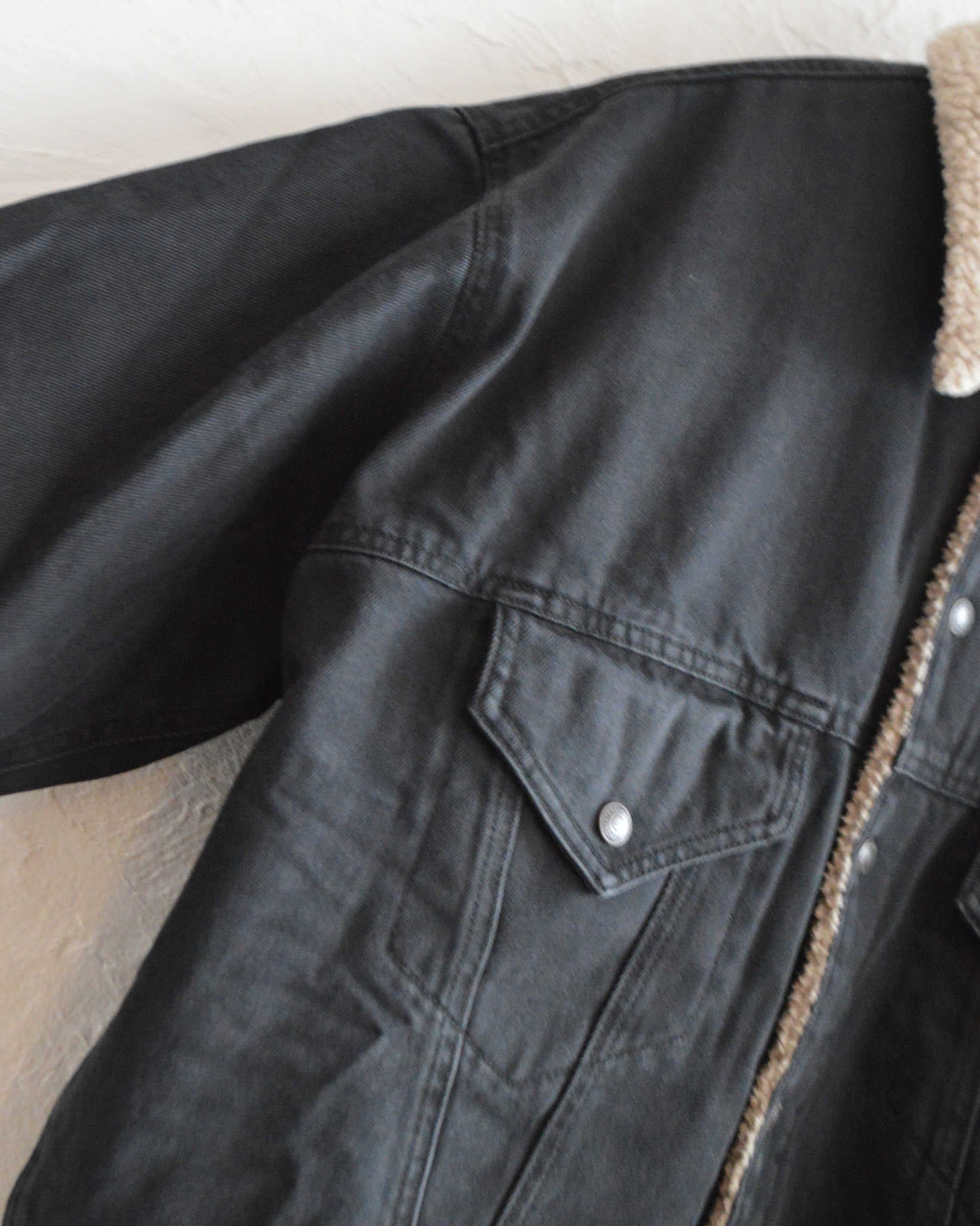 IMPRESTORE インプレストア / Niki | Denim boa jacket デニムボアジャケット (BLACK DENIM ブラックデニム)