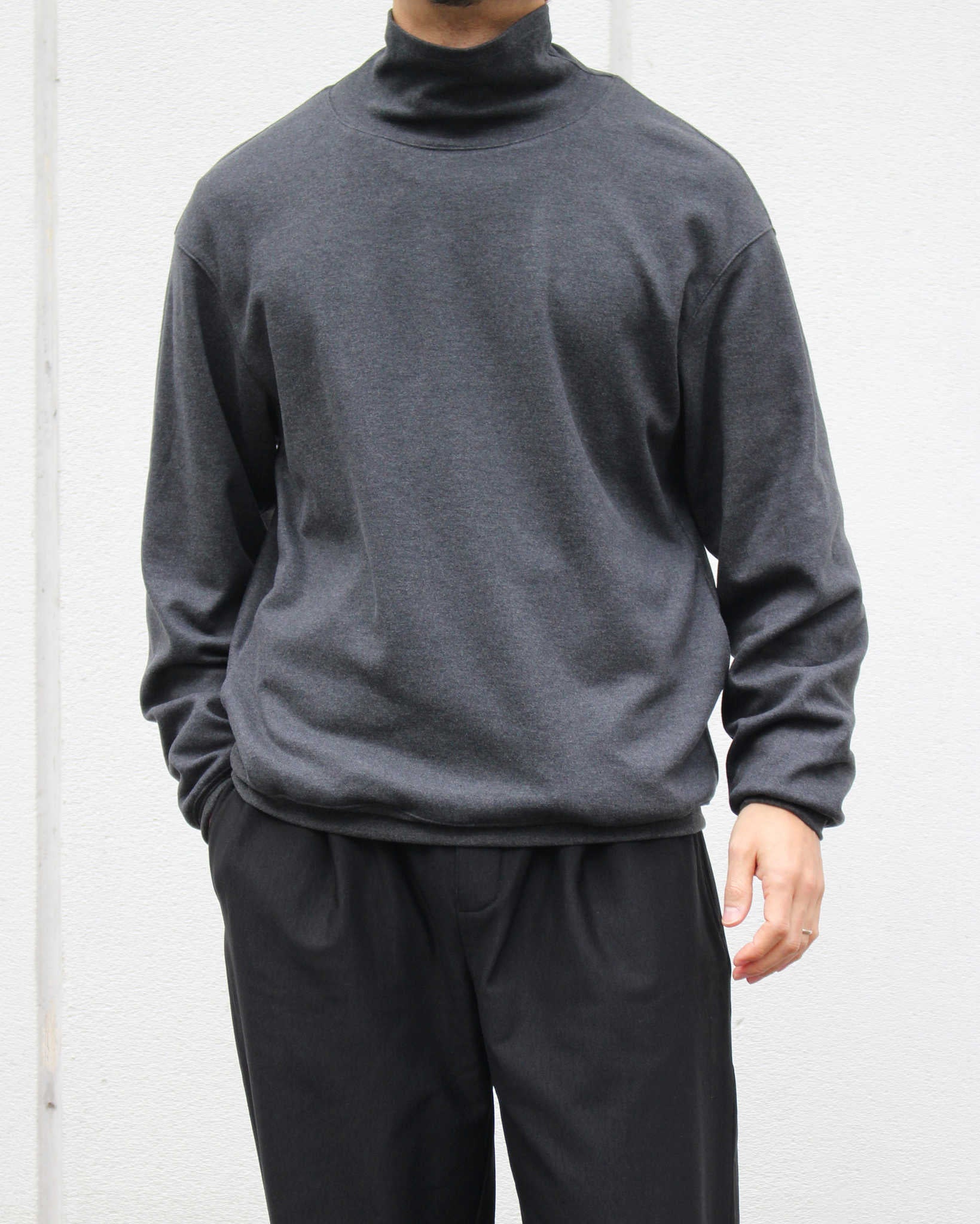 LAMOND ラモンド / LOUNGE SUEDE HIGH NECK SWEAT ラウンジスエードハイネックスウェット (CHARCOAL チャコール)
