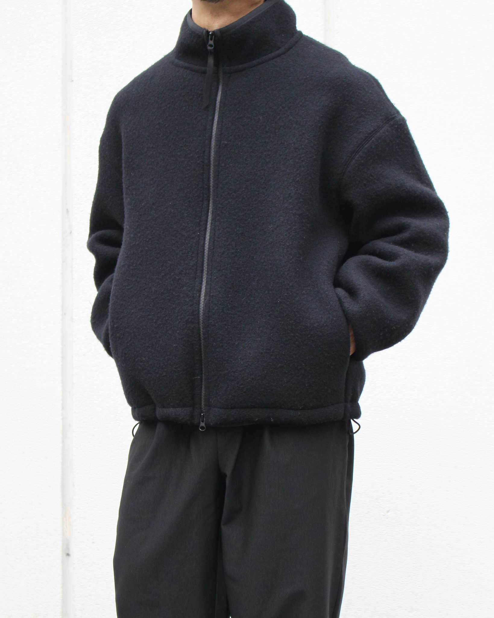 LAMOND ラモンド/ WOOL FLEECE BLOUSON ウールフリースブルゾン (BLACK ブラック)