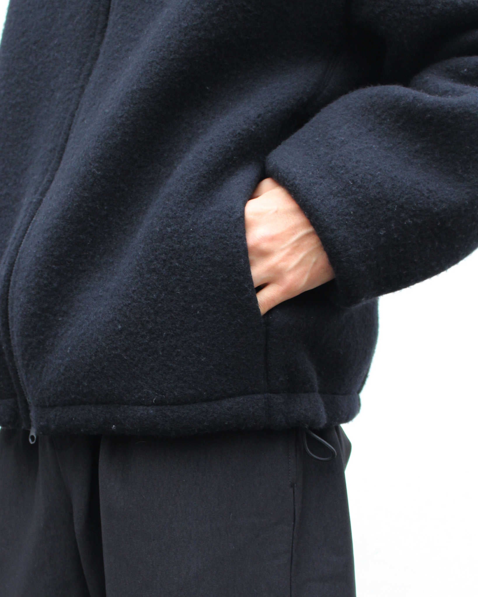 LAMOND ラモンド/ WOOL FLEECE BLOUSON ウールフリースブルゾン (BLACK ブラック)