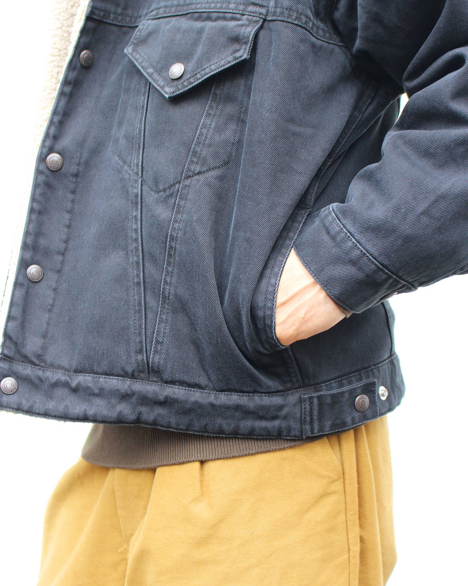 IMPRESTORE インプレストア / Niki | Denim boa jacket デニムボアジャケット (BLACK DENIM ブラックデニム)