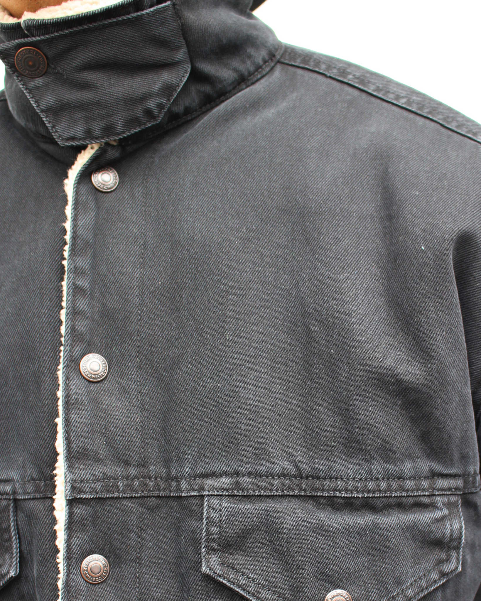 IMPRESTORE インプレストア / Niki | Denim boa jacket デニムボアジャケット (BLACK DENIM ブラックデニム)