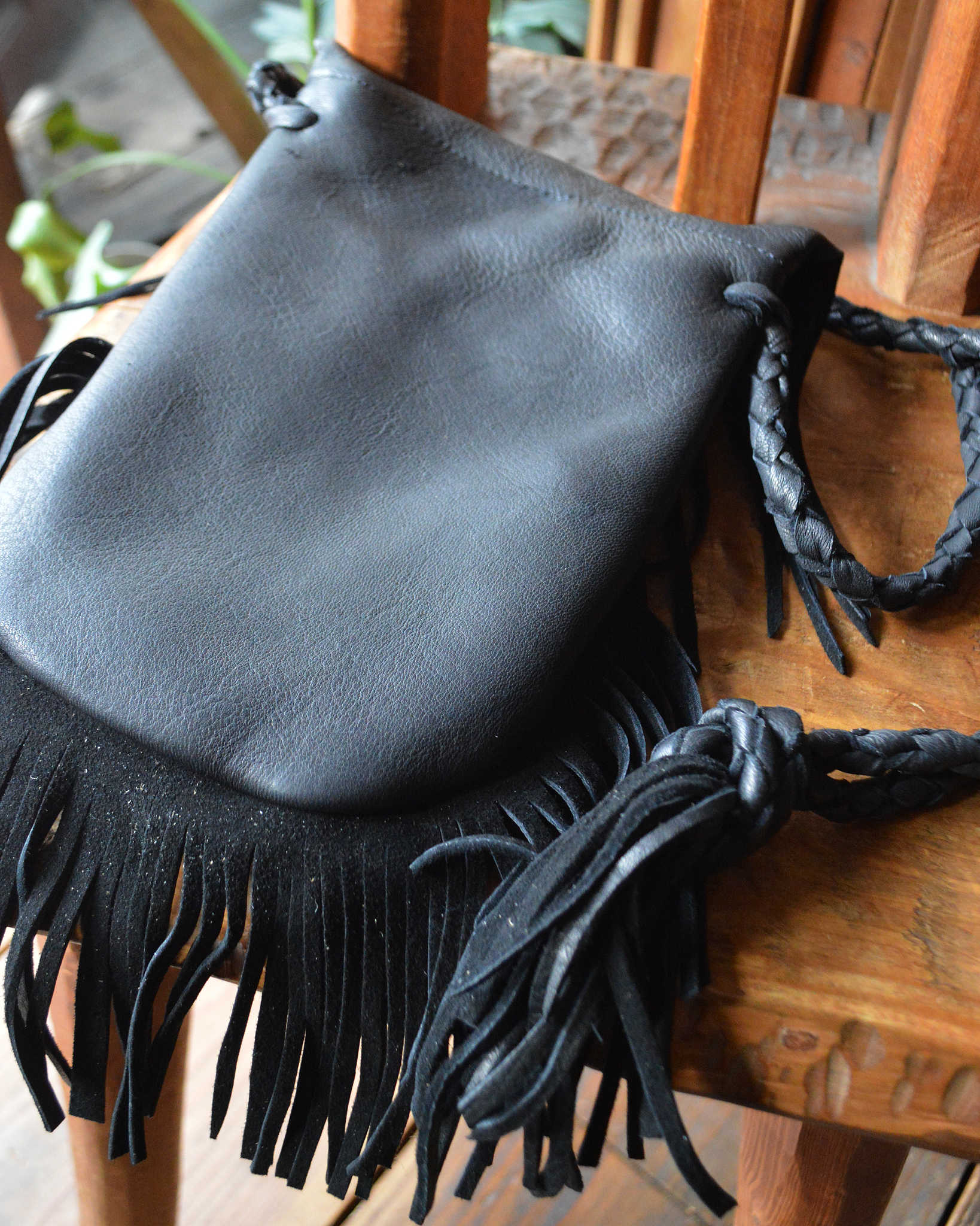 Nasngwam.×EARLYMORNING ナスングワム アーリーモーニング / DOUBLE FRINGE SHOULDER ダブルフリンジショルダー (BLACK ブラック)