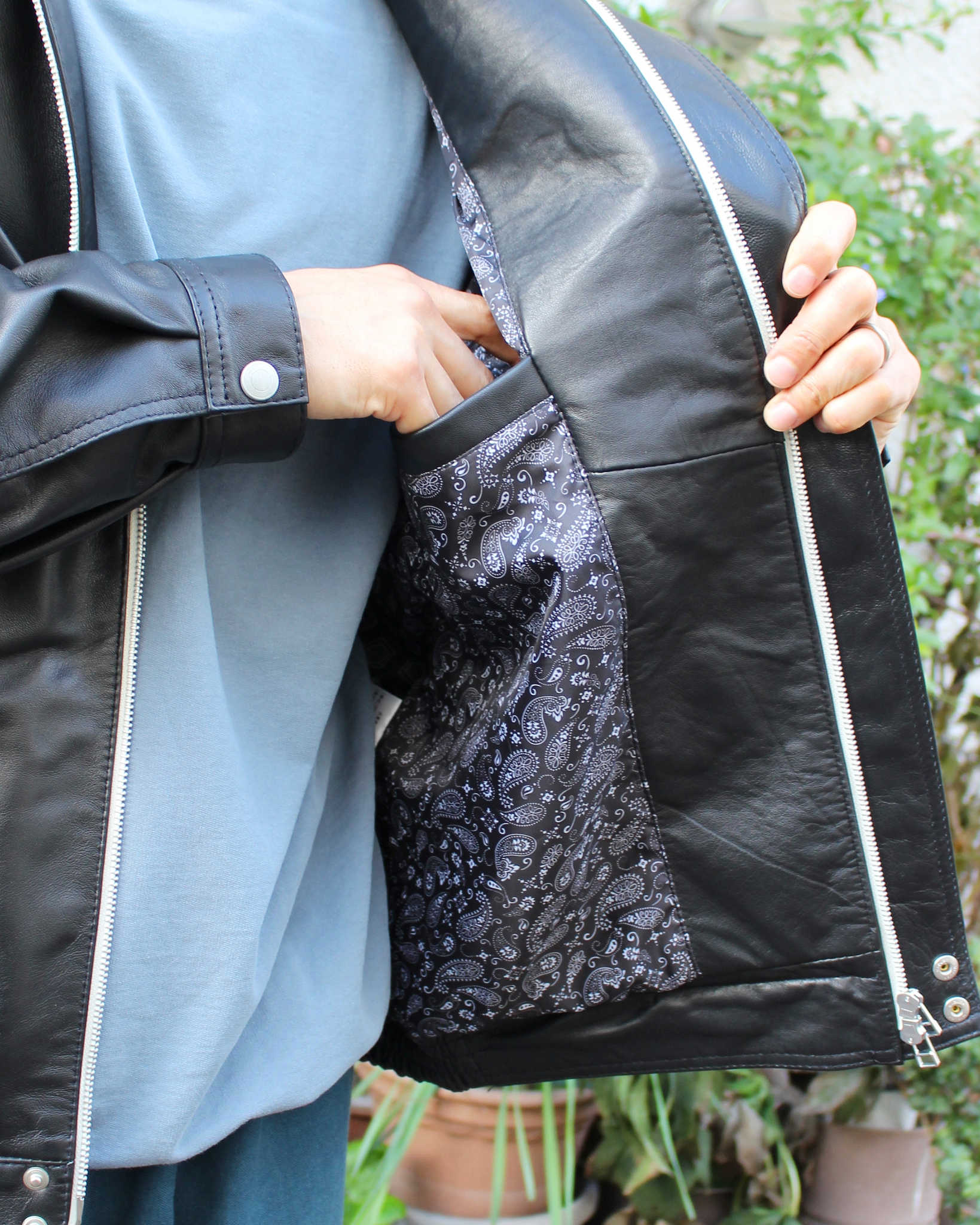 Nasngwam. ナスングワム / ATTRACT LEATHER JACKET アトラクトレザージャケット Msize (BLACK ブラック)