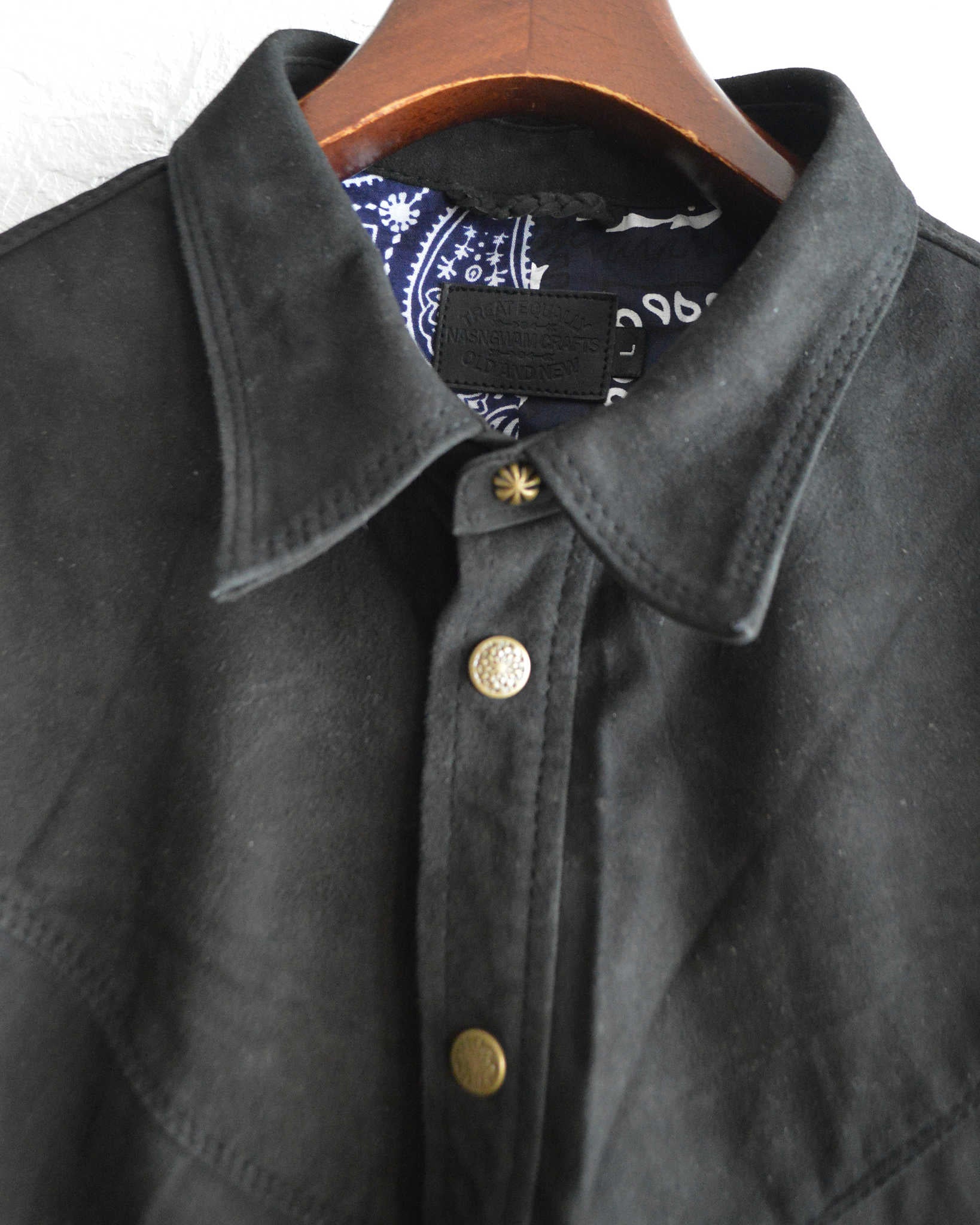 Nasngwam. ナスングワム / BRIGHT SUEDE SHIRTS ブライトスエードシャツ Lsize (BLACK ブラック)