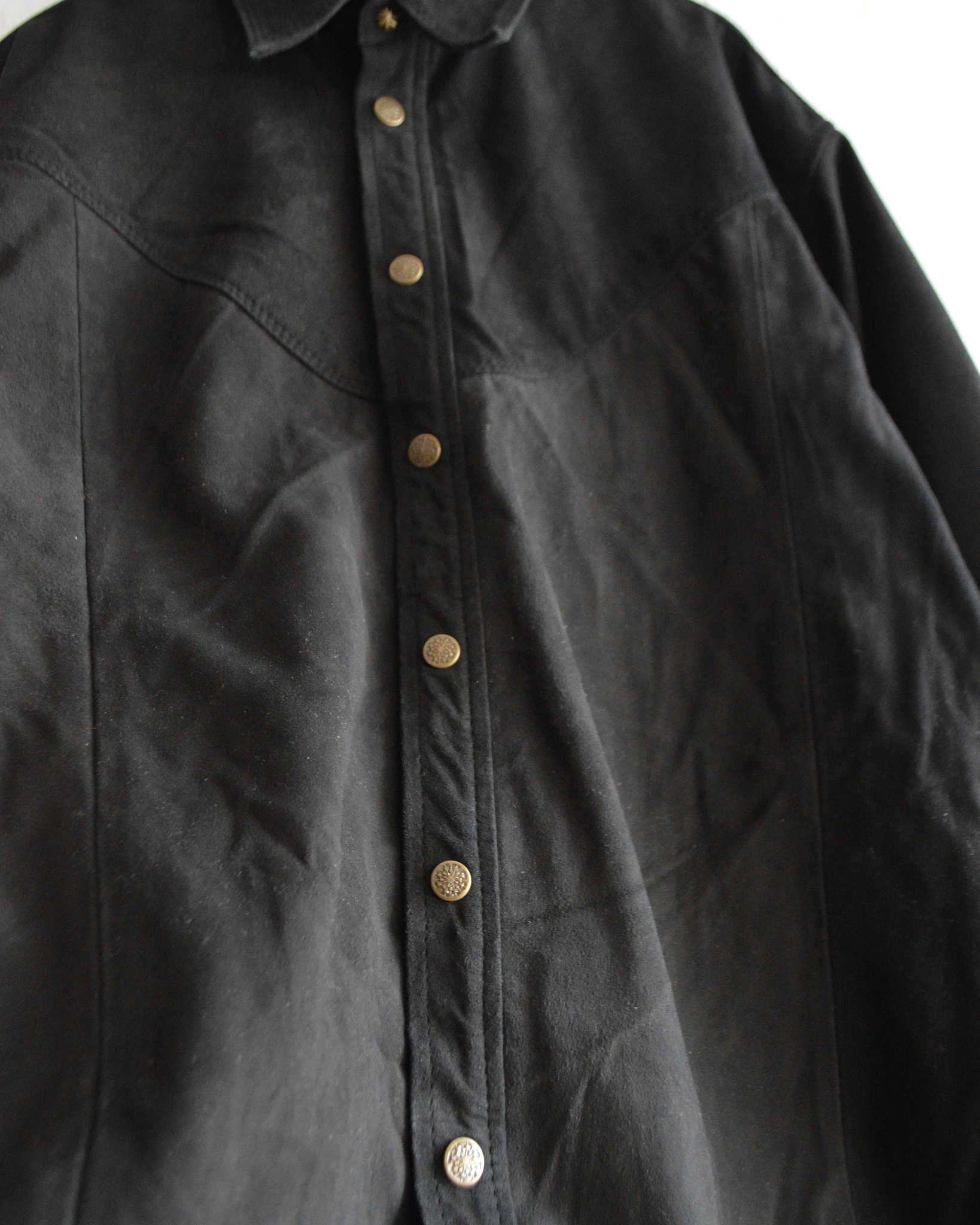 Nasngwam. ナスングワム / BRIGHT SUEDE SHIRTS ブライトスエードシャツ Lsize (BLACK ブラック)