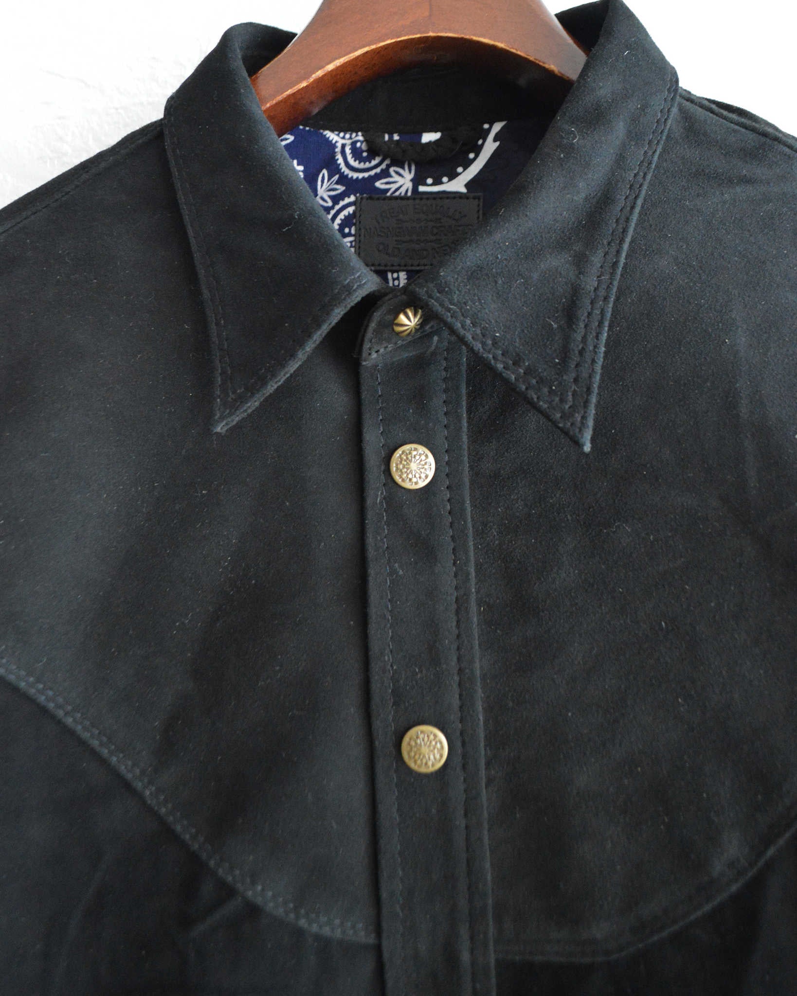 Nasngwam. ナスングワム / BRIGHT SUEDE SHIRTS ブライトスエードシャツ Msize (BLACK ブラック)