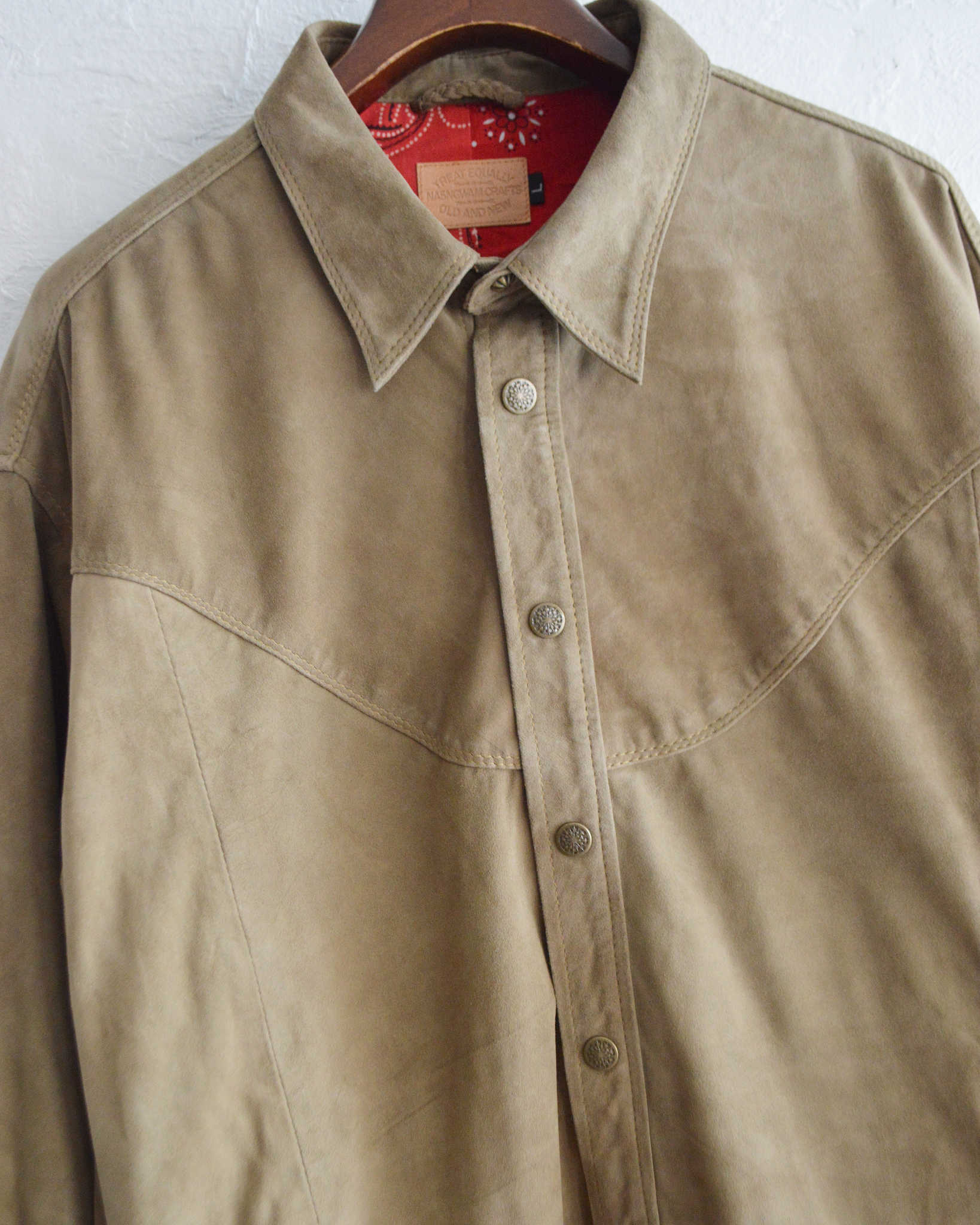 Nasngwam. ナスングワム / BRIGHT SUEDE SHIRTS ブライトスエードシャツ Lsize (BEIGE ベージュ)
