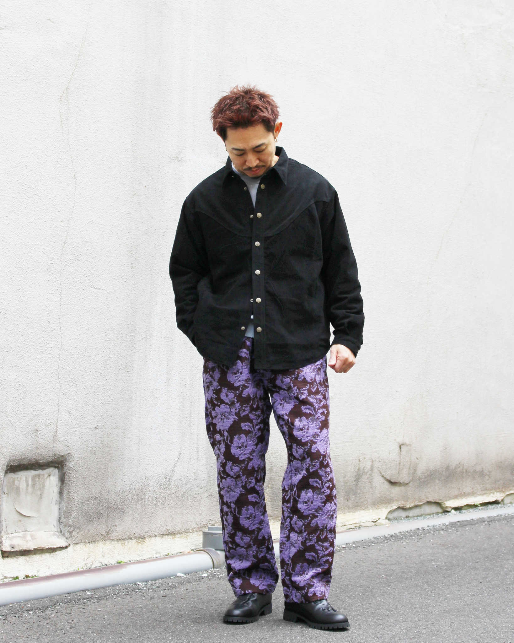 Nasngwam. ナスングワム / BRIGHT SUEDE SHIRTS ブライトスエードシャツ Msize (BLACK ブラック)