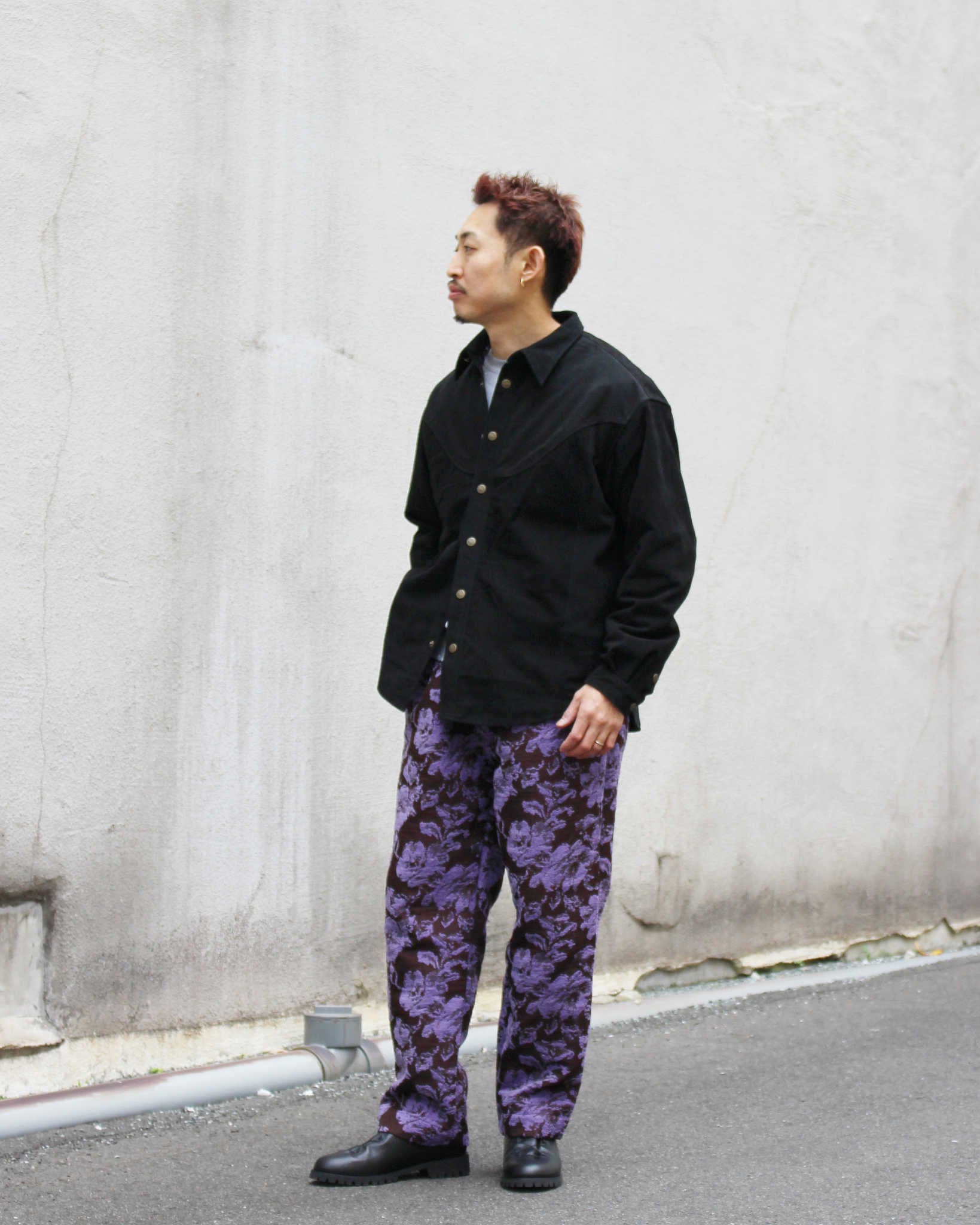 Nasngwam. ナスングワム / BRIGHT SUEDE SHIRTS ブライトスエードシャツ Msize (BLACK ブラック)