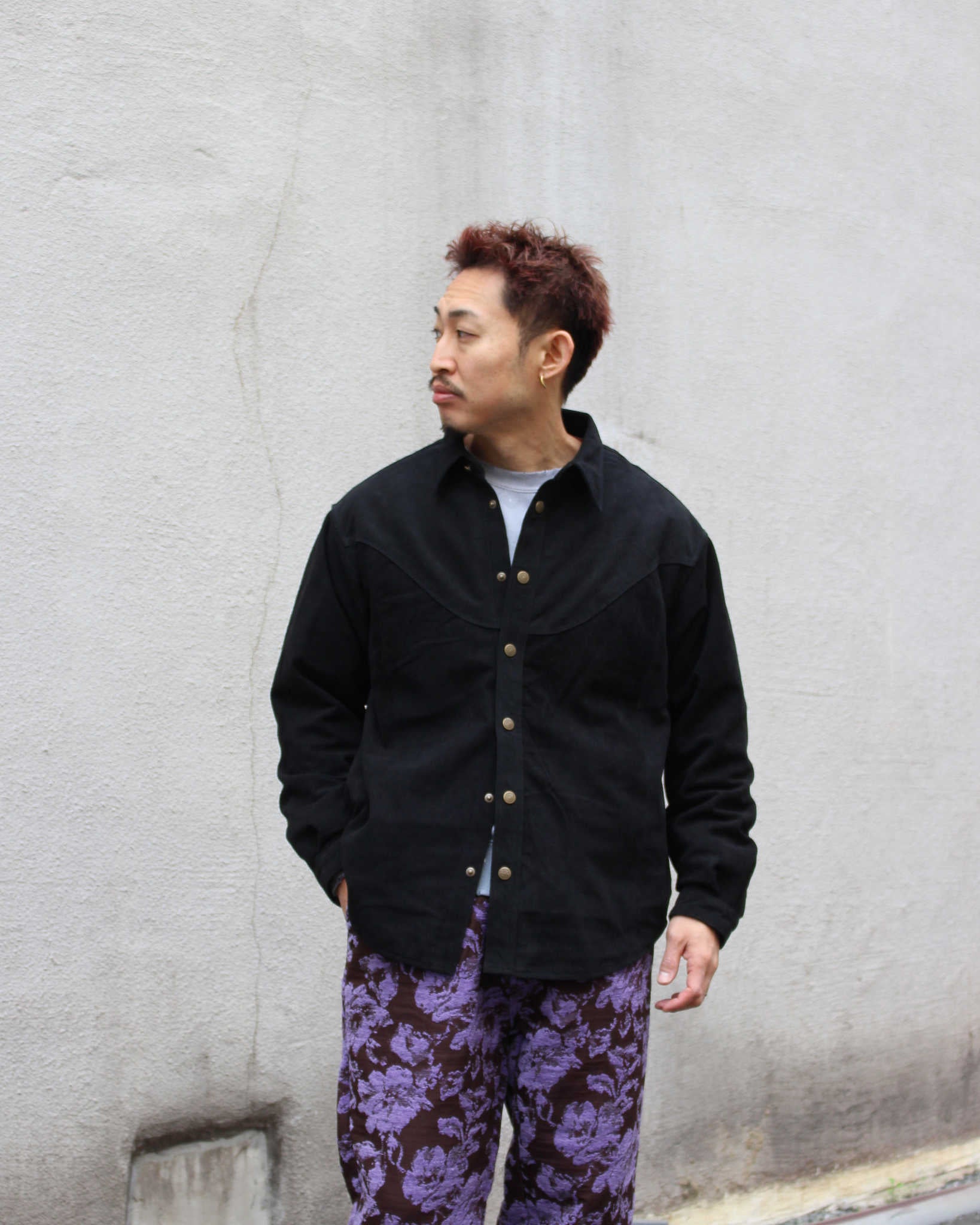 Nasngwam. ナスングワム / BRIGHT SUEDE SHIRTS ブライトスエードシャツ Msize (BLACK ブラック)