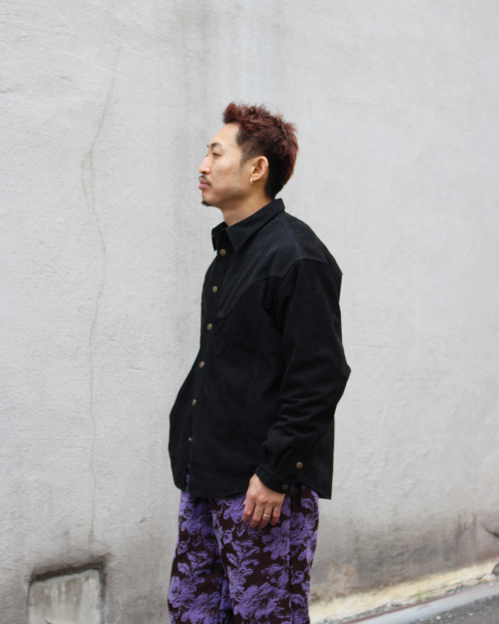 Nasngwam. ナスングワム / BRIGHT SUEDE SHIRTS ブライトスエードシャツ Msize (BLACK ブラック)