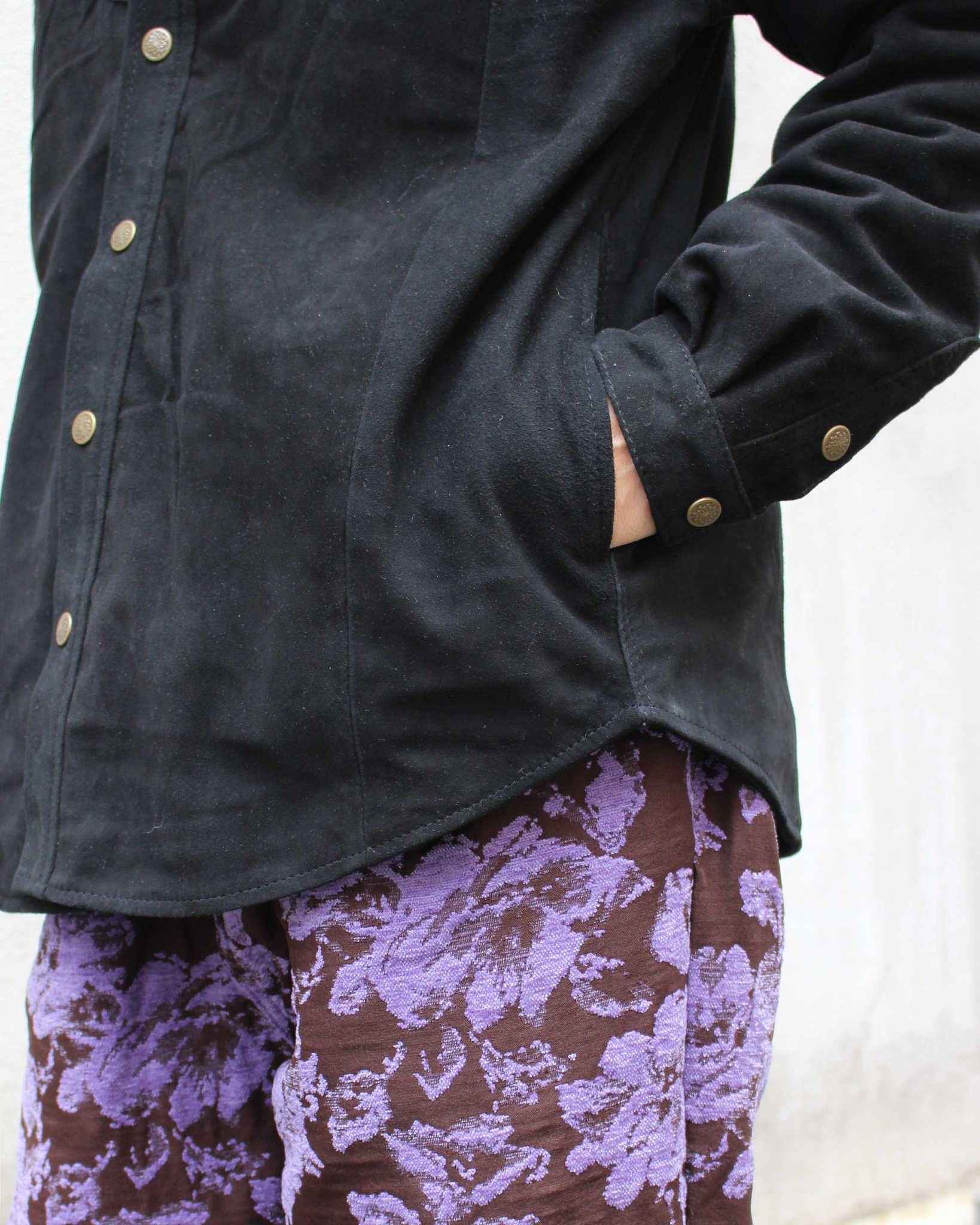 Nasngwam. ナスングワム / BRIGHT SUEDE SHIRTS ブライトスエードシャツ Msize (BLACK ブラック)