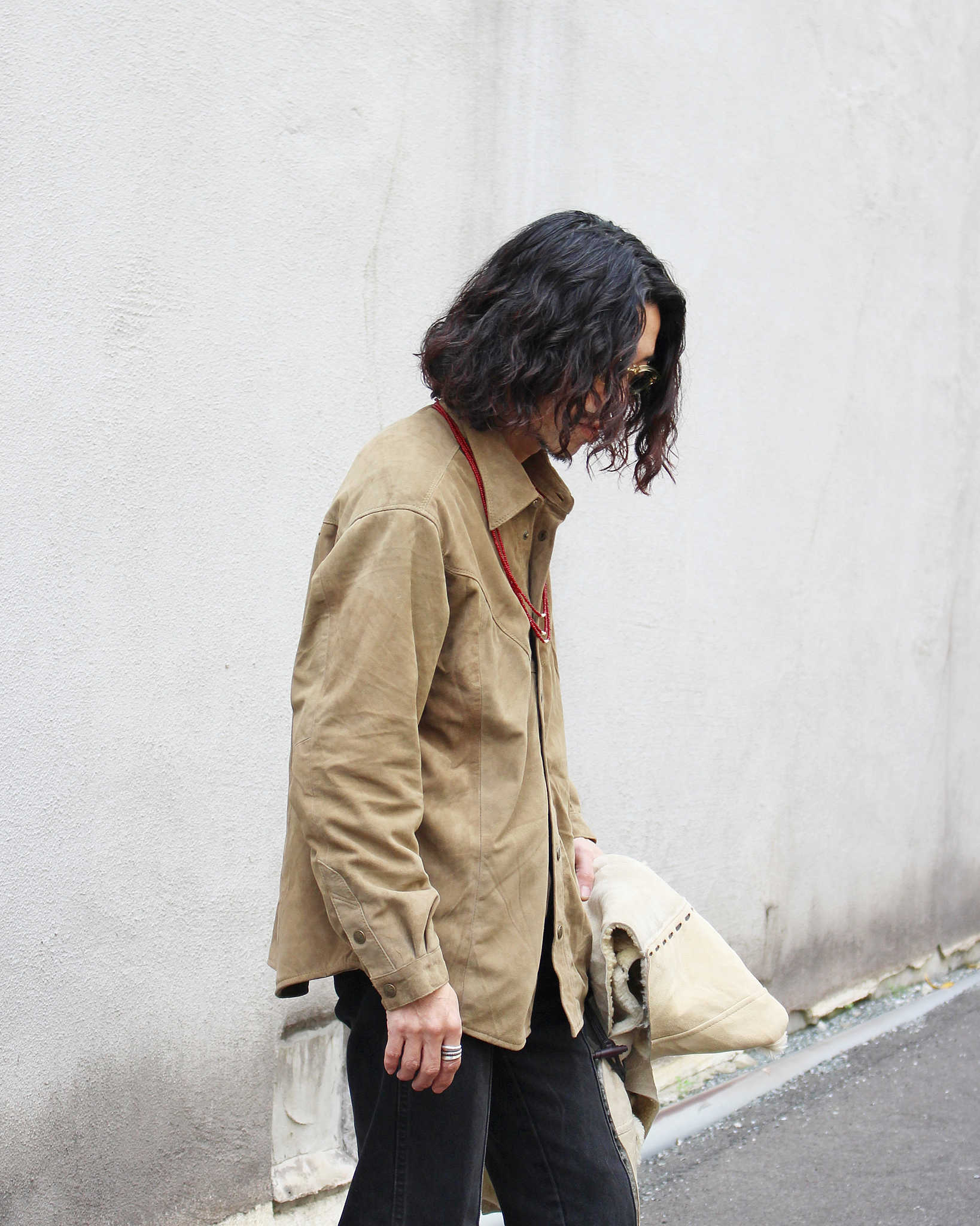 Nasngwam. ナスングワム / BRIGHT SUEDE SHIRTS ブライトスエードシャツ Msize (BEIGE ベージュ)