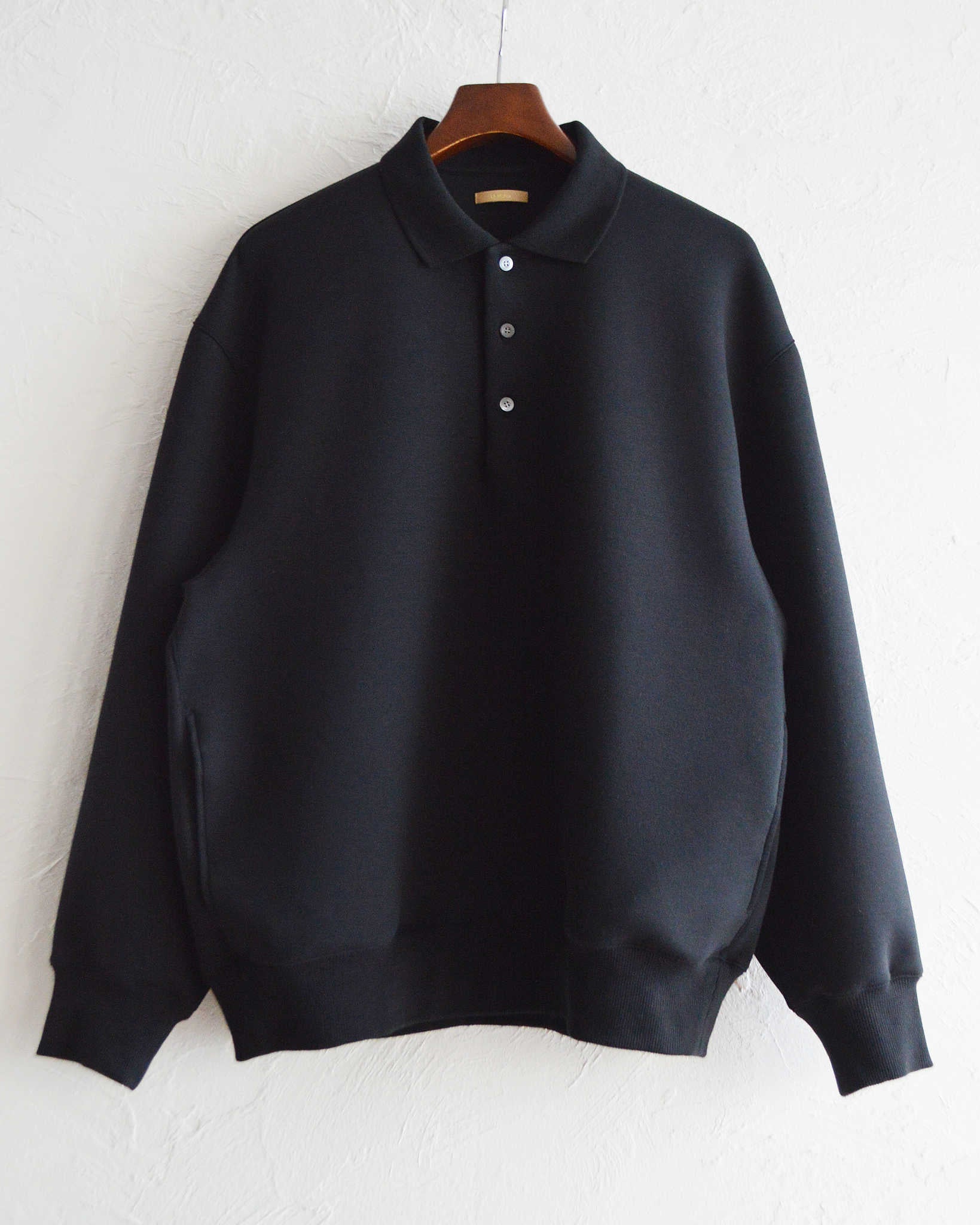 LAMOND ラモンド / DOUBLE AIR KNIT POLO SHIRTS ダブルエアニットポロシャツ (BLACK ブラック)