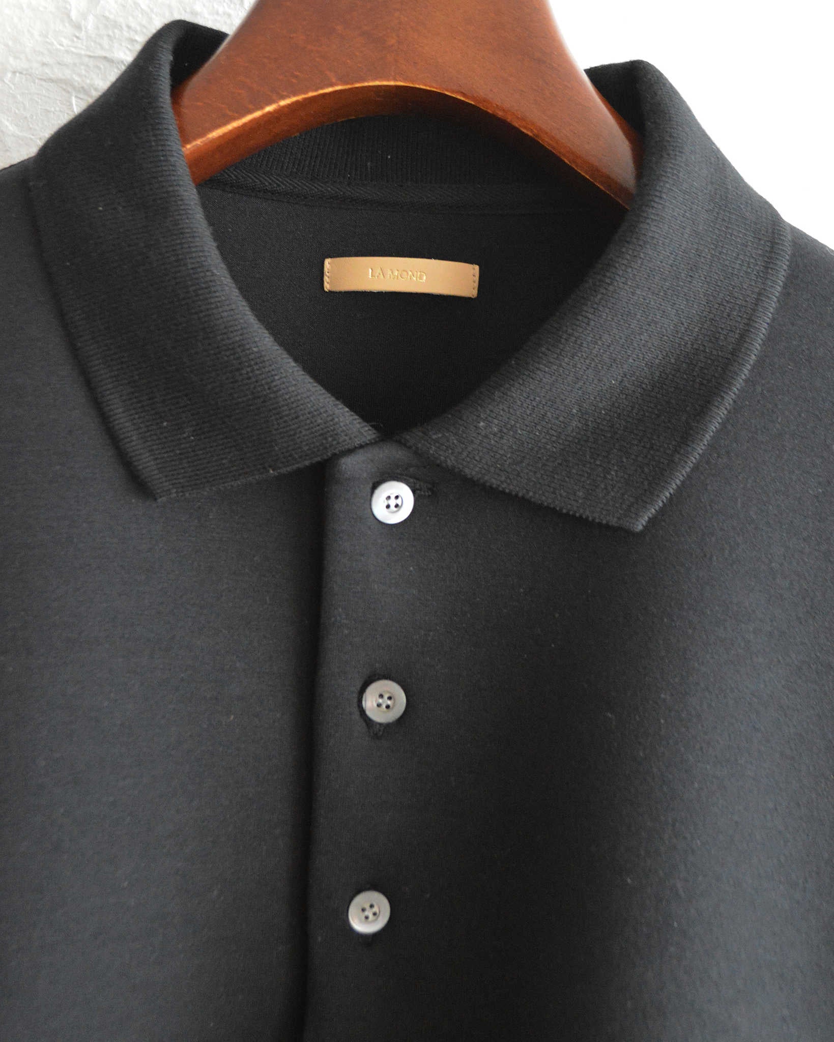 LAMOND ラモンド / DOUBLE AIR KNIT POLO SHIRTS ダブルエアニットポロシャツ (BLACK ブラック)