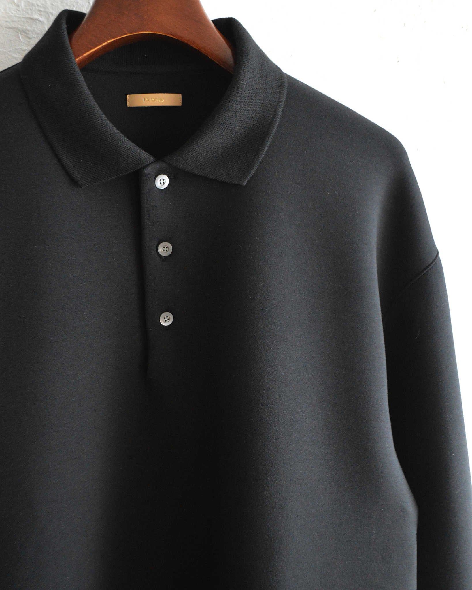 LAMOND ラモンド / DOUBLE AIR KNIT POLO SHIRTS ダブルエアニットポロシャツ (BLACK ブラック)