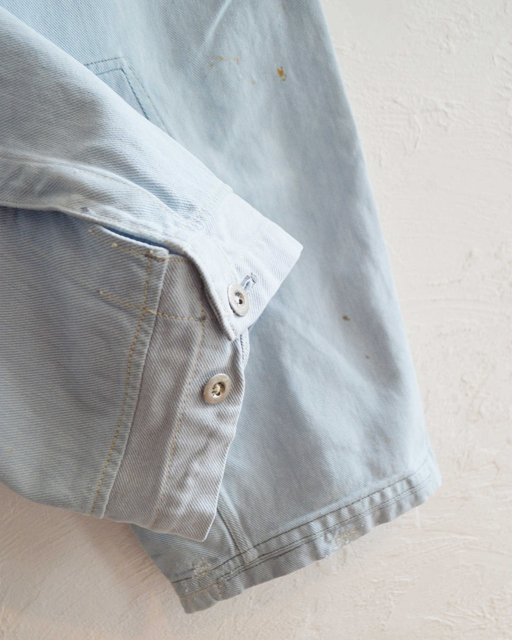 1950'S SWISS MILITARY DENIM TROUSERS REMAKE SUPER BLEACH & WAIST CORD+POCKET　スイスミリタリーデニムトラウザーズスーパーブリーチウエストコードプラスポケット