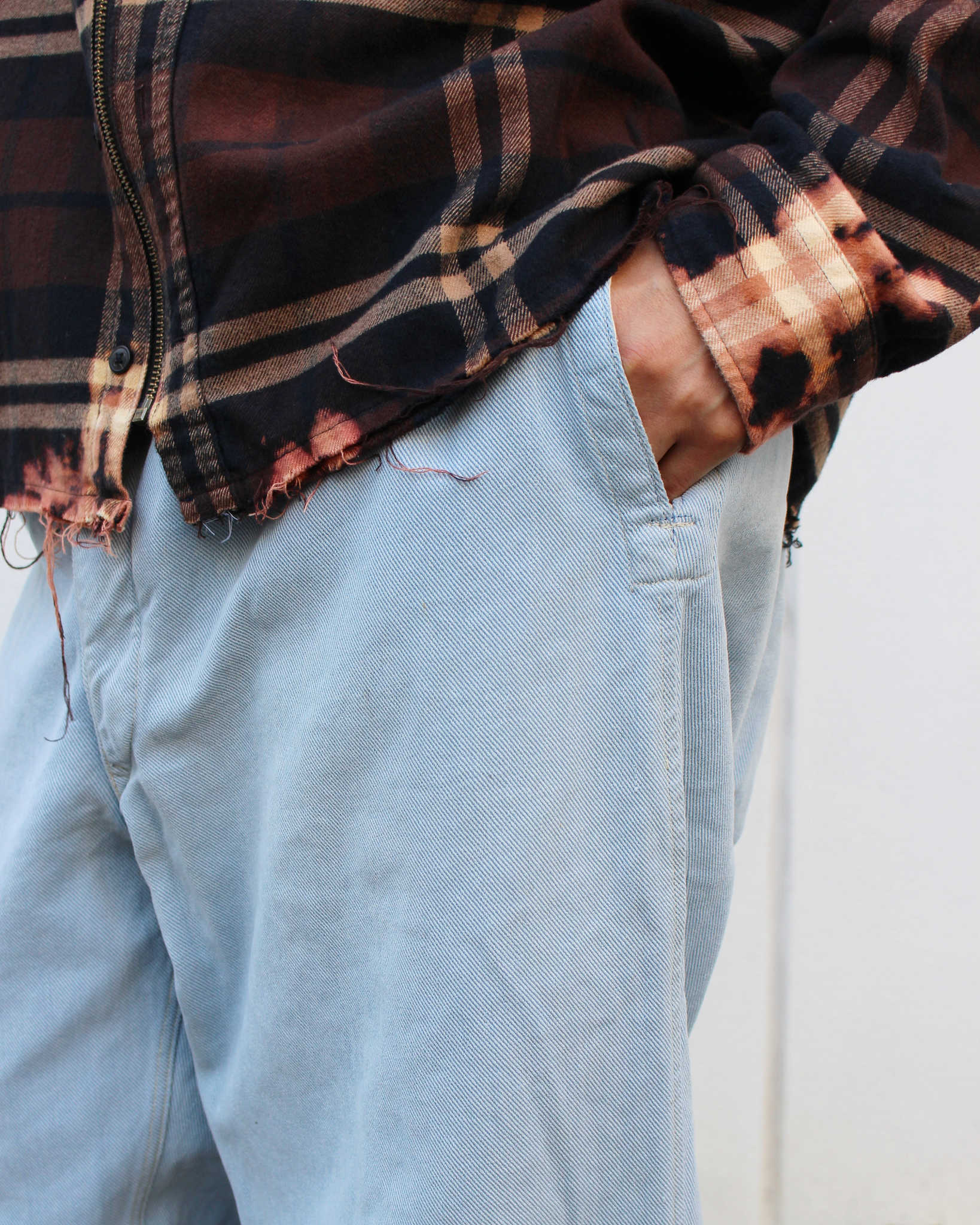 1950'S SWISS MILITARY DENIM TROUSERS REMAKE SUPER BLEACH & WAIST CORD+POCKET　スイスミリタリーデニムトラウザーズスーパーブリーチウエストコードプラスポケット