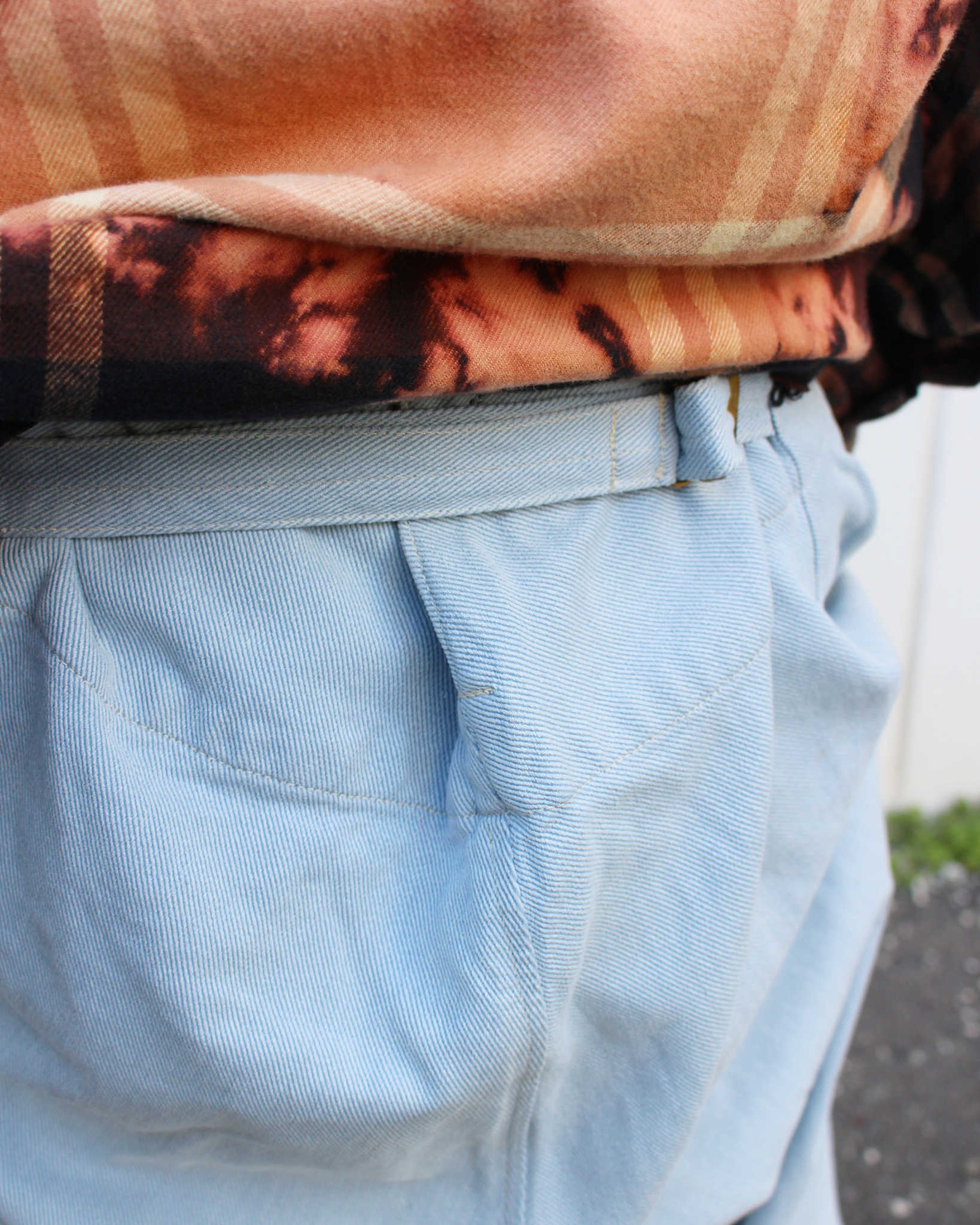 1950'S SWISS MILITARY DENIM TROUSERS REMAKE SUPER BLEACH & WAIST CORD+POCKET　スイスミリタリーデニムトラウザーズスーパーブリーチウエストコードプラスポケット