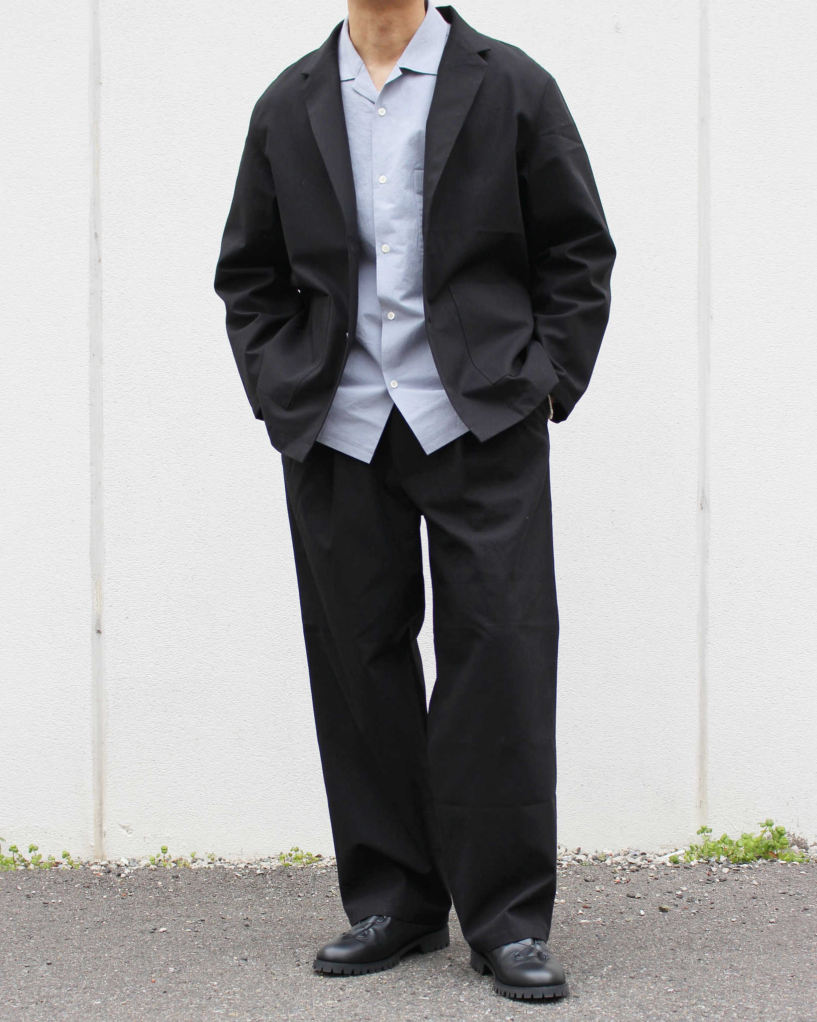 LAMOND ラモンド / ORGANIC COTTON HIGH TWIST STANDARD WIDE PANTS オーガニックコットンハイツイストスタンダードワイドパンツ (BLACK ブラック