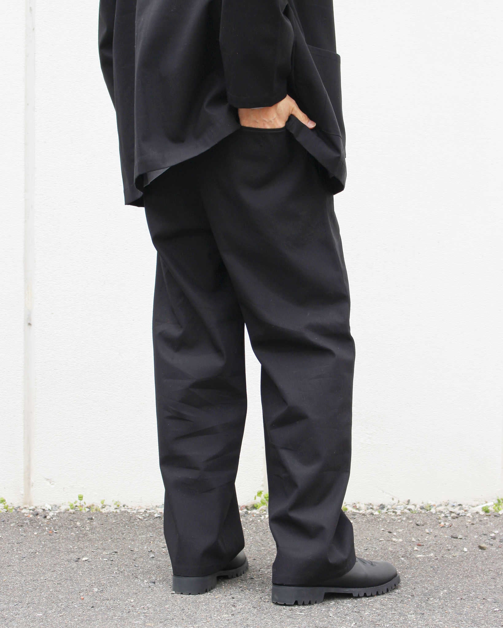 LAMOND ラモンド / ORGANIC COTTON HIGH TWIST STANDARD WIDE PANTS オーガニックコットンハイツイストスタンダードワイドパンツ (BLACK ブラック