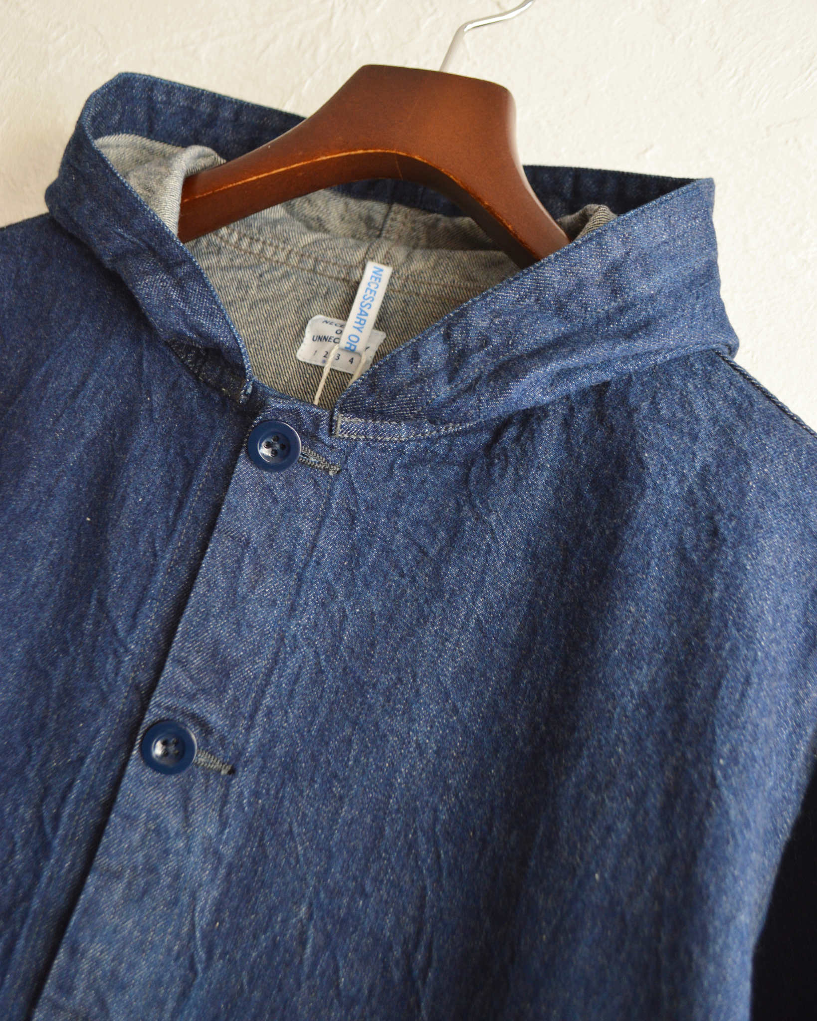 NECESSARY or UNNECESSARY ネセサリーオアアンネセサリー N.O.UNナウン / DENIM HOOD デニムフード (INDIGO インディゴ)