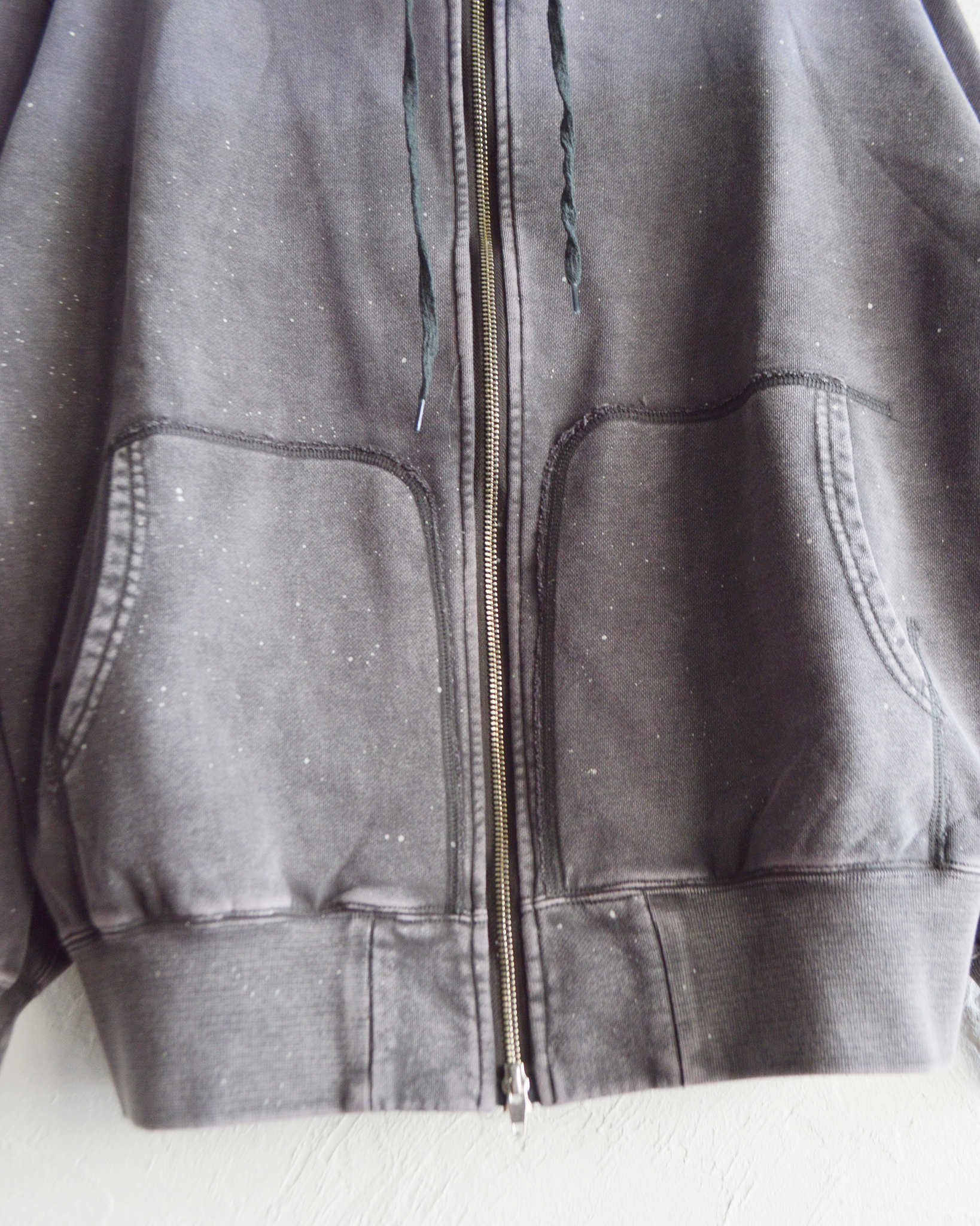 IMPRESTORE インプレストア / Thompson-paint splattered トンプソンペイントスプラッタード| Zip hoodie separate pocket ジップフーディーセパレートポケット (faded Gray Purple グレーパープル)