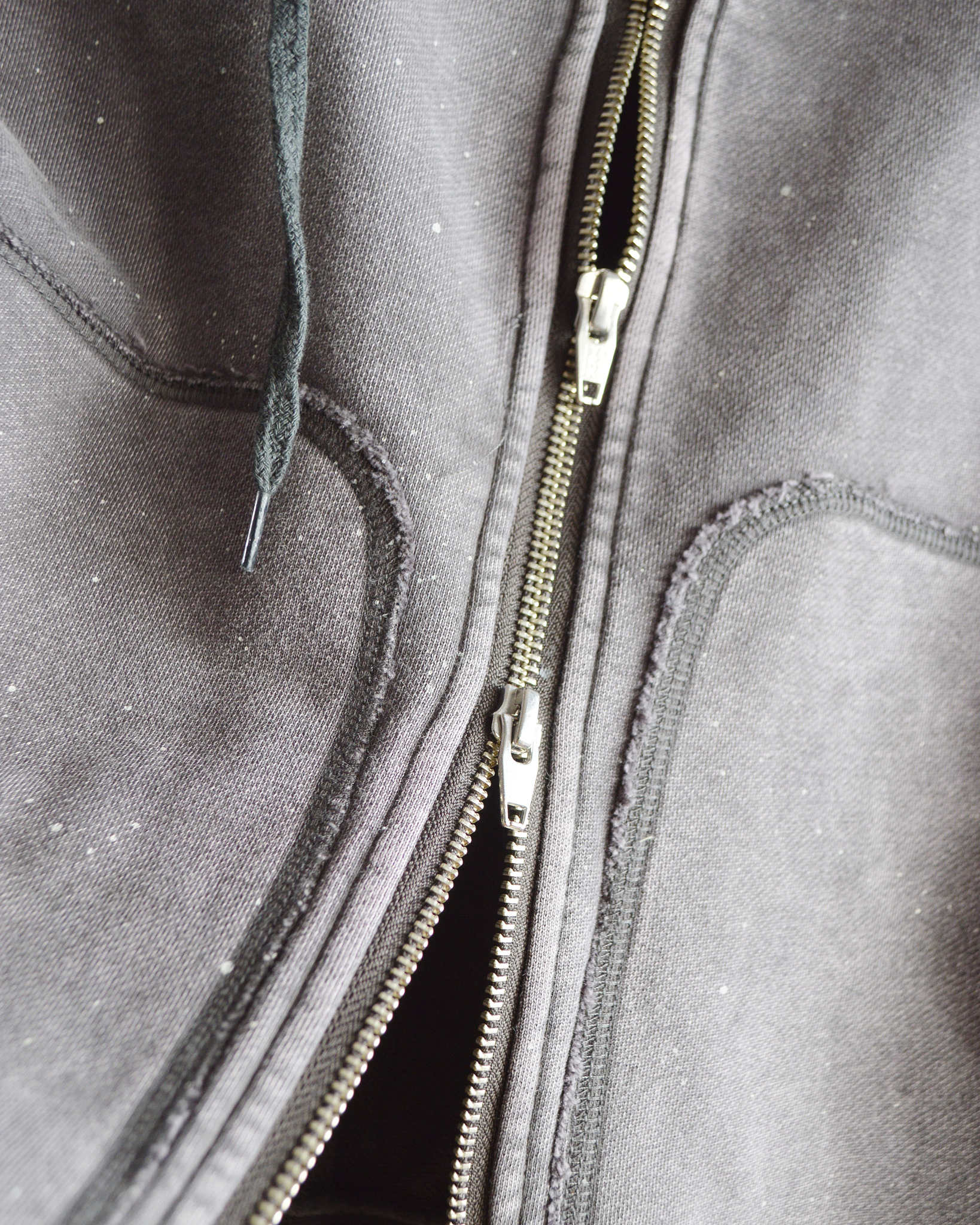 IMPRESTORE インプレストア / Thompson-paint splattered トンプソンペイントスプラッタード| Zip hoodie separate pocket ジップフーディーセパレートポケット (faded Gray Purple グレーパープル)