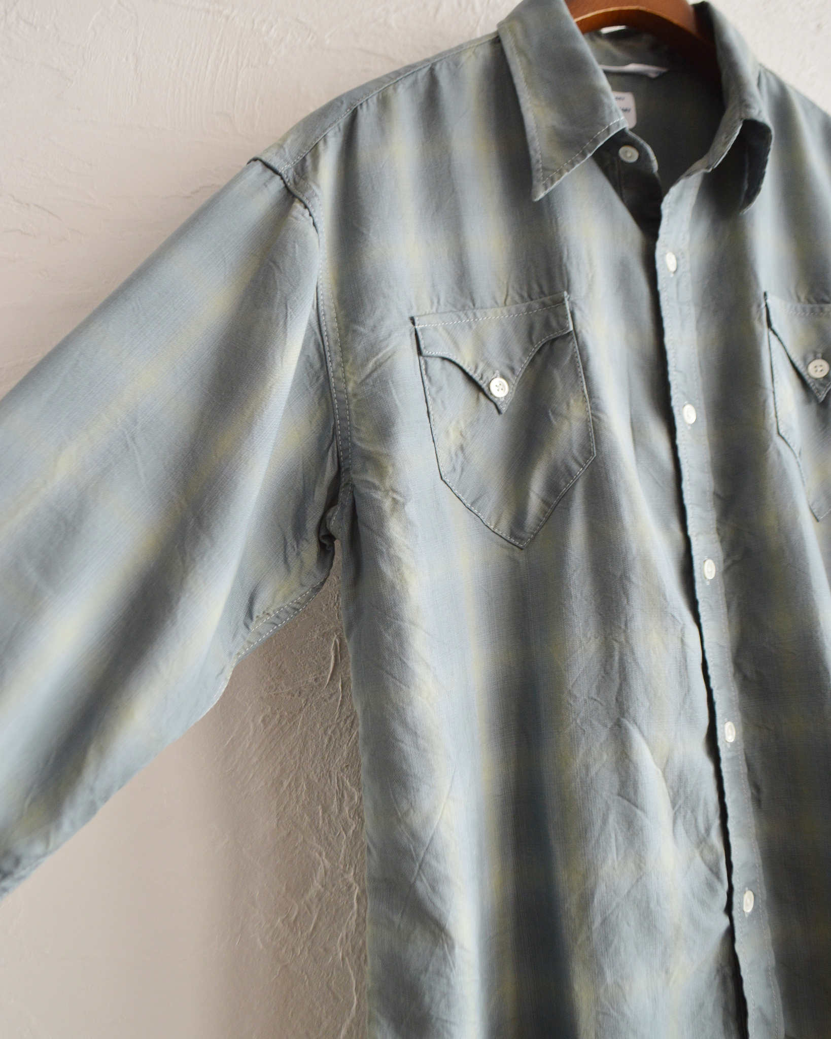 NECESSARY or UNNECESSARY ネセサリーオアアンネセサリー N.O.UN ナウン / WESTERN SHIRT ウエスタンシャツ (SAGE-CHECK セージチェック)