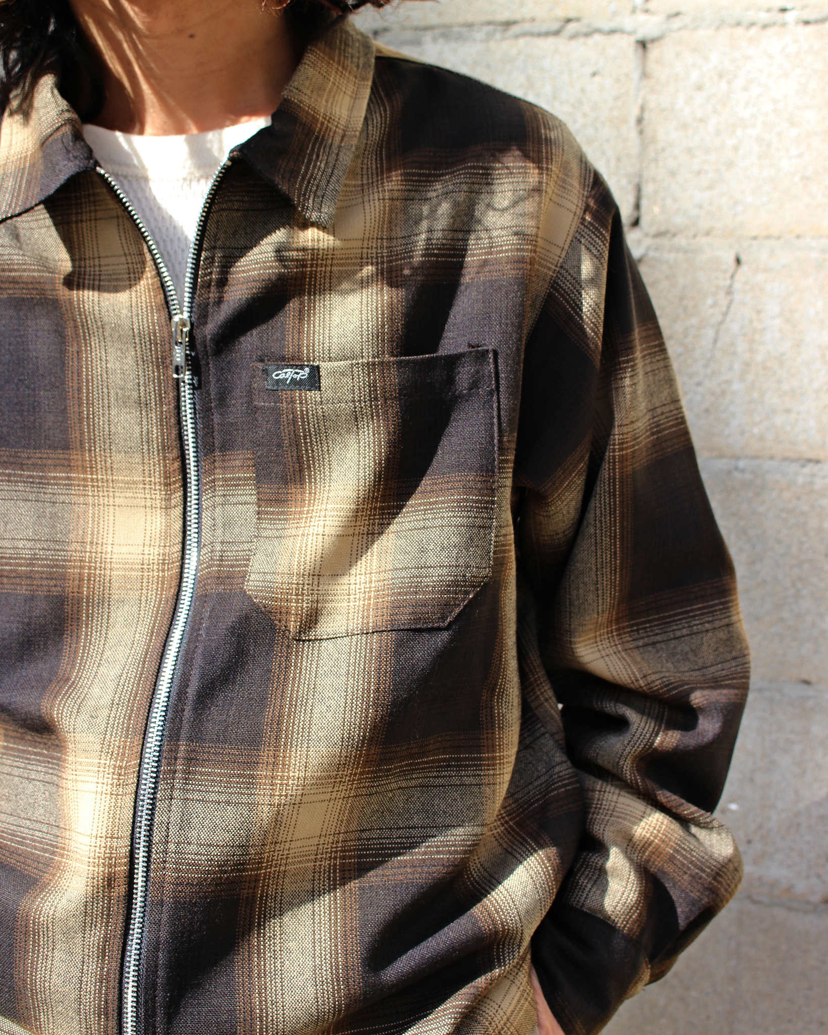 Cal Top キャルトップ / ZIP JACKET ジップジャケット (BROWN/KHAKI ブラウンカーキ)