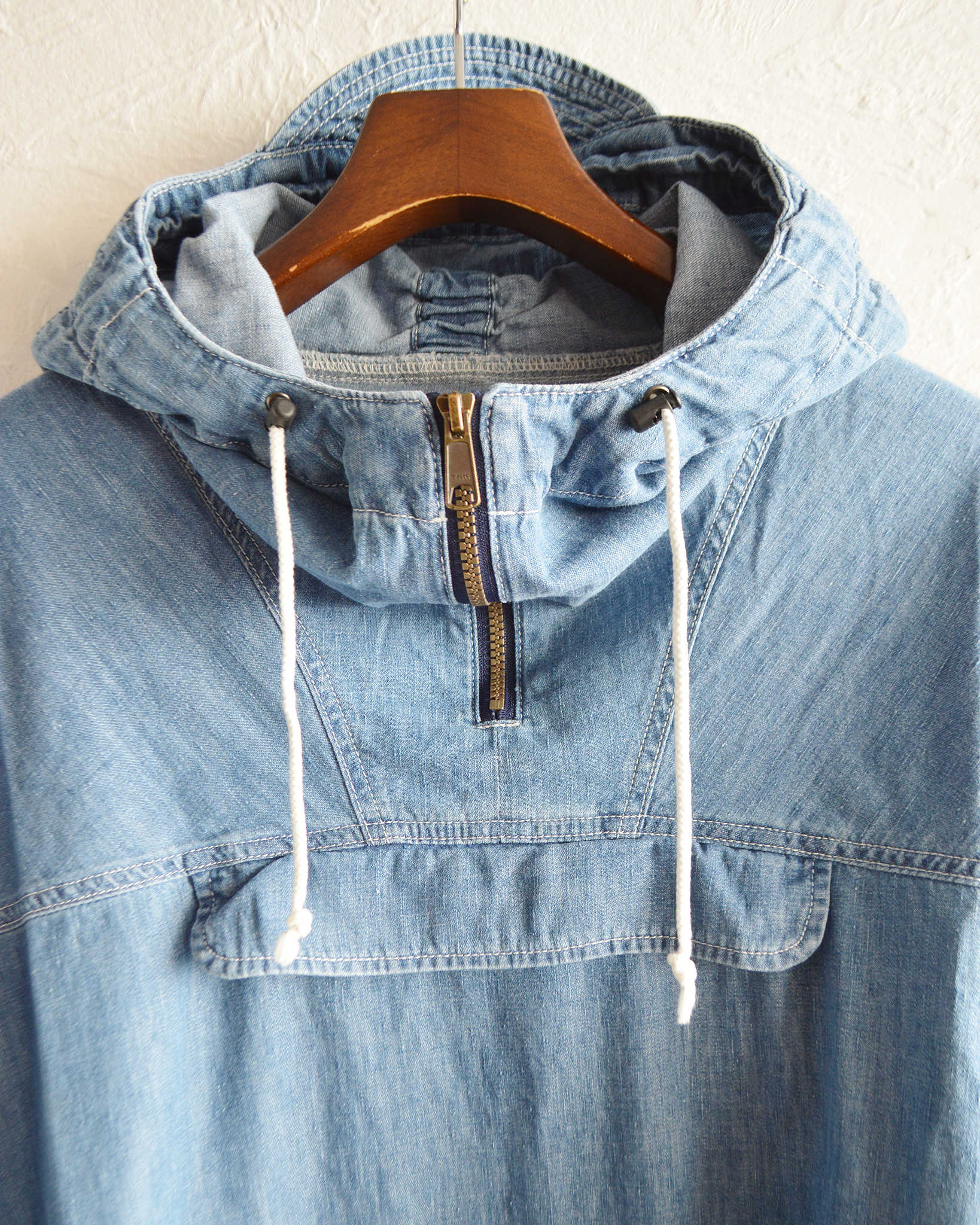 IMPRESTORE インプレストア / Richie リッチー | anorak hoodie アノラックフーディー (Blue Denim Vintage wash ブルーデニムヴィンテージウォッシュ)