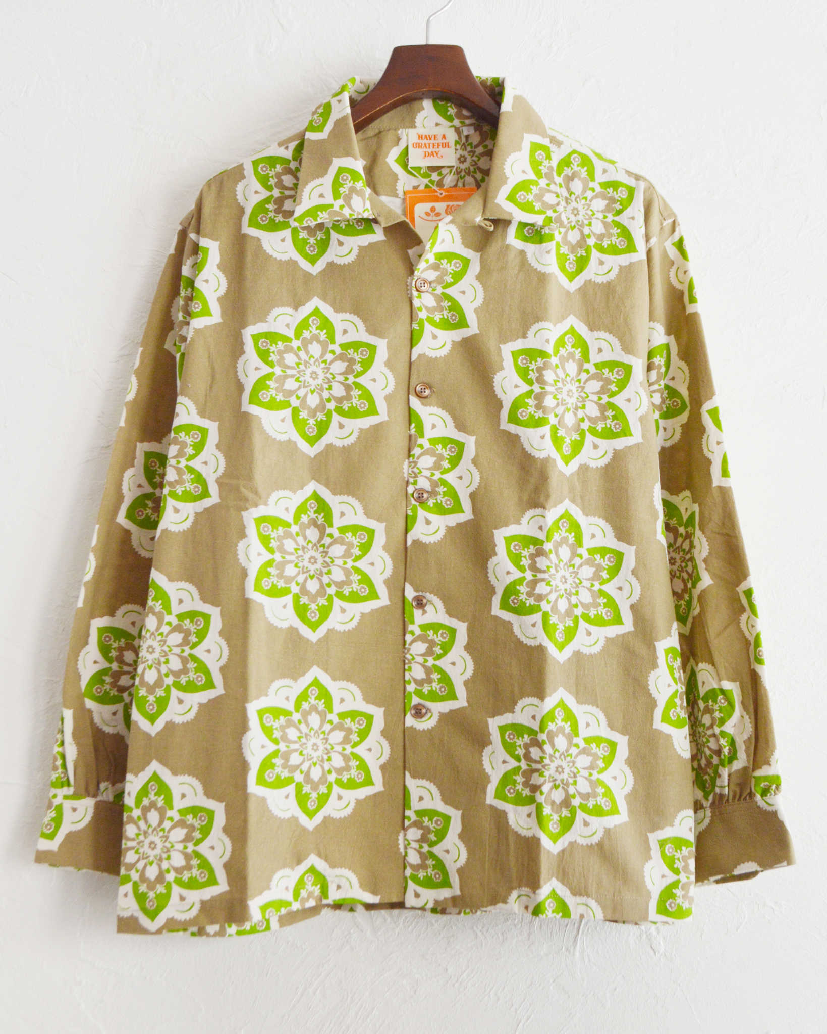 HAVE A GRATEFUL DAY ハブアグレイトフルデイ / L/S SHIRT ロングスリーブシャツ (CHOCOLATE チョコレート)