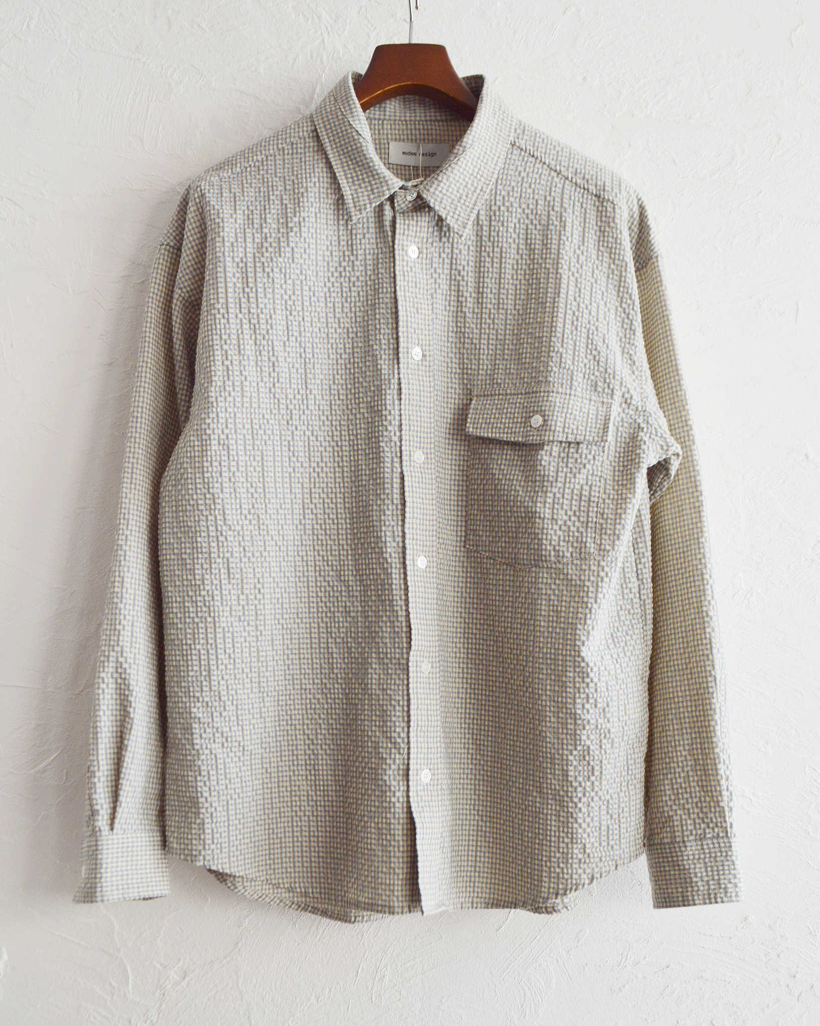 modemdesgin モデムデザイン / checkered standard shirt チェックシャツ 【BLUE ブルー】