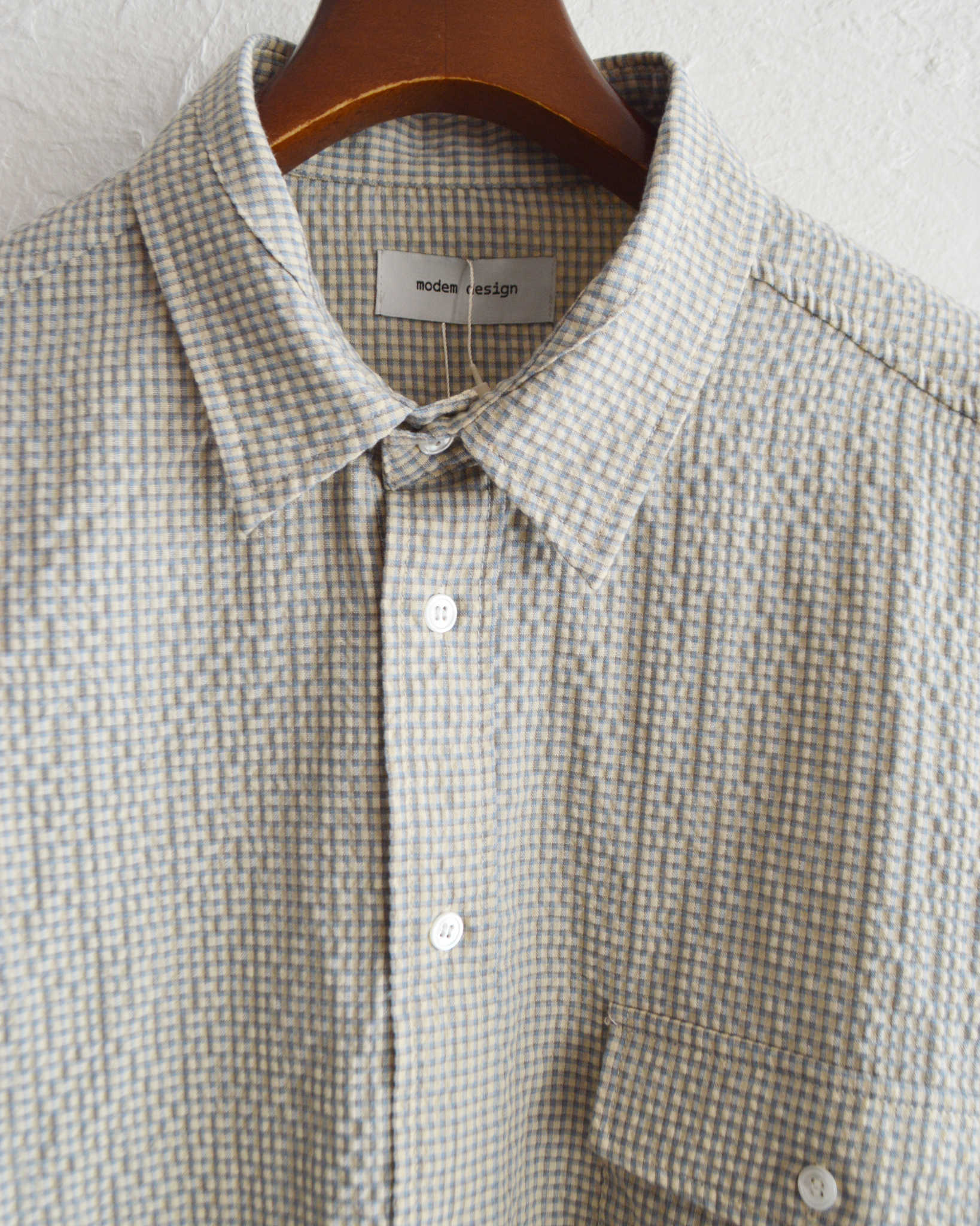 modemdesgin モデムデザイン / checkered standard shirt チェックシャツ 【BLUE ブルー】